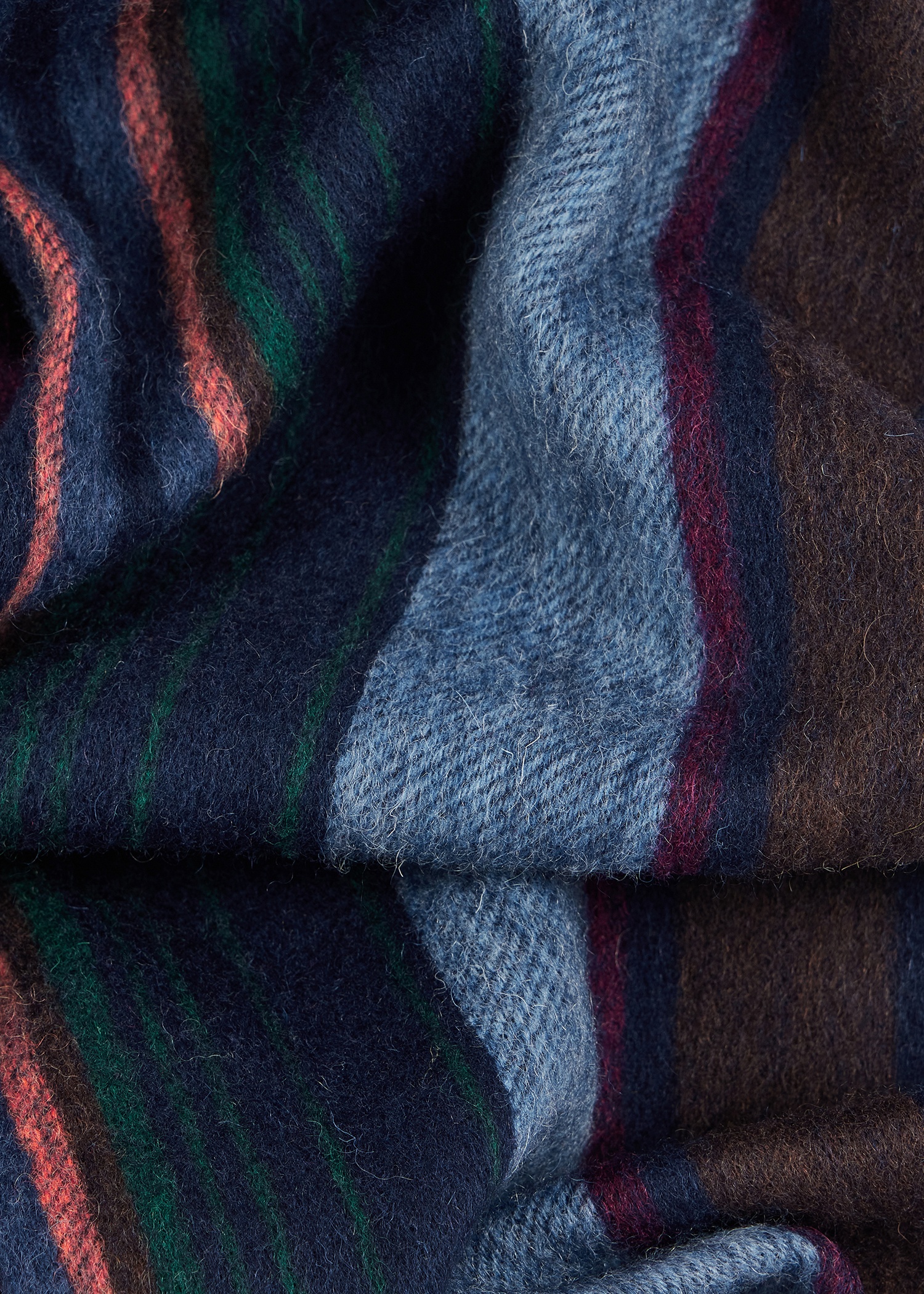 Navy Wool Multi Colour Stripe Scarf - 4