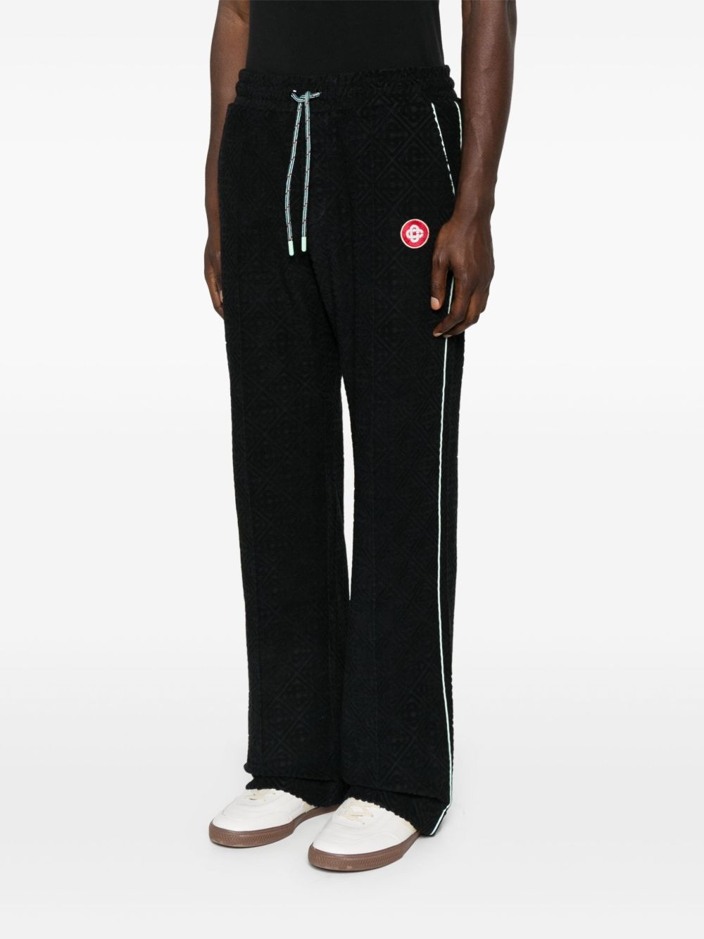 embroidered-logo straight-leg trousers - 3