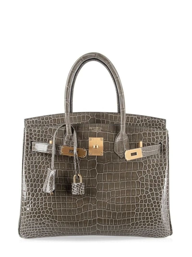 Hermes Birkin HSS 30 Bag Gris Tourterelle / Blue Sapphire Porosus Crocodile - 6