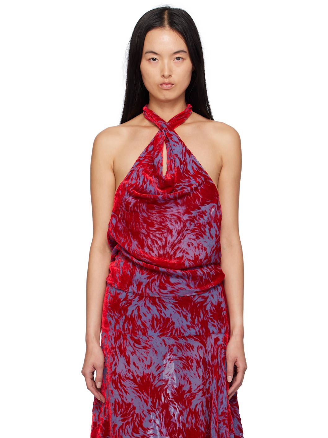 SSENSE Exclusive Red & Purple Twisted Straps Tank Top - 1