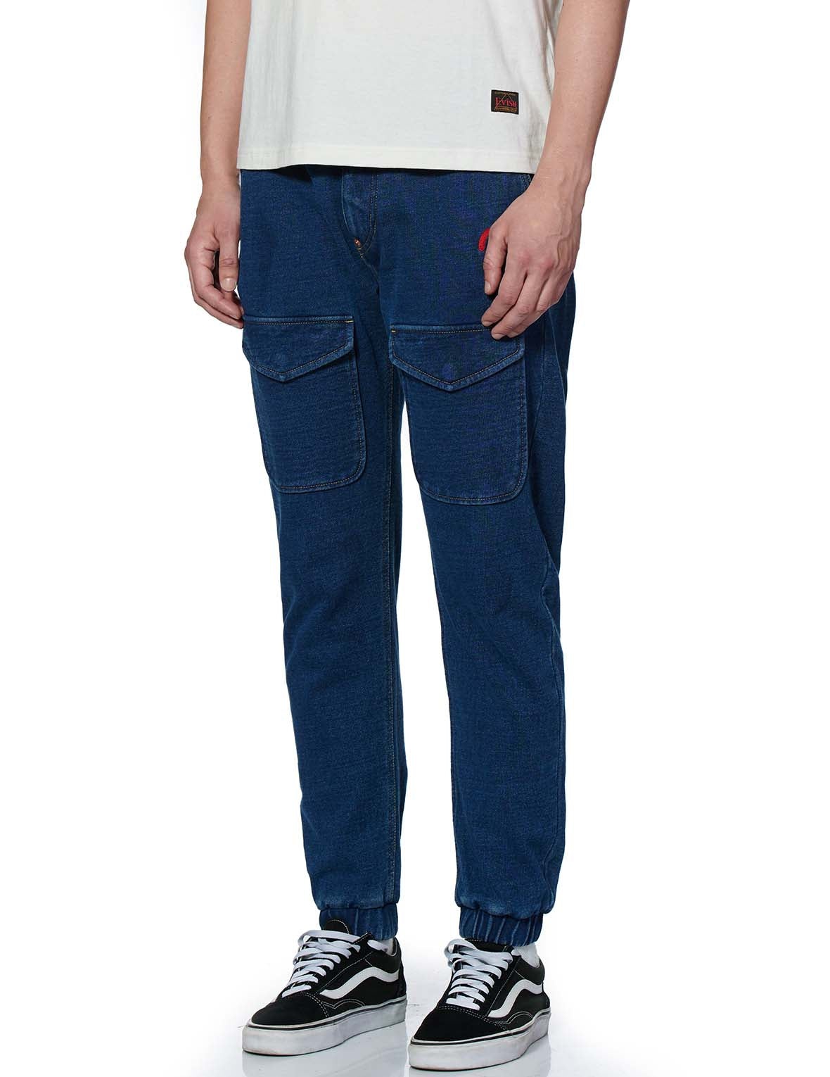 Multi-pockets Denim Jogger Jeans with Brushstroke Daicock Print - 6