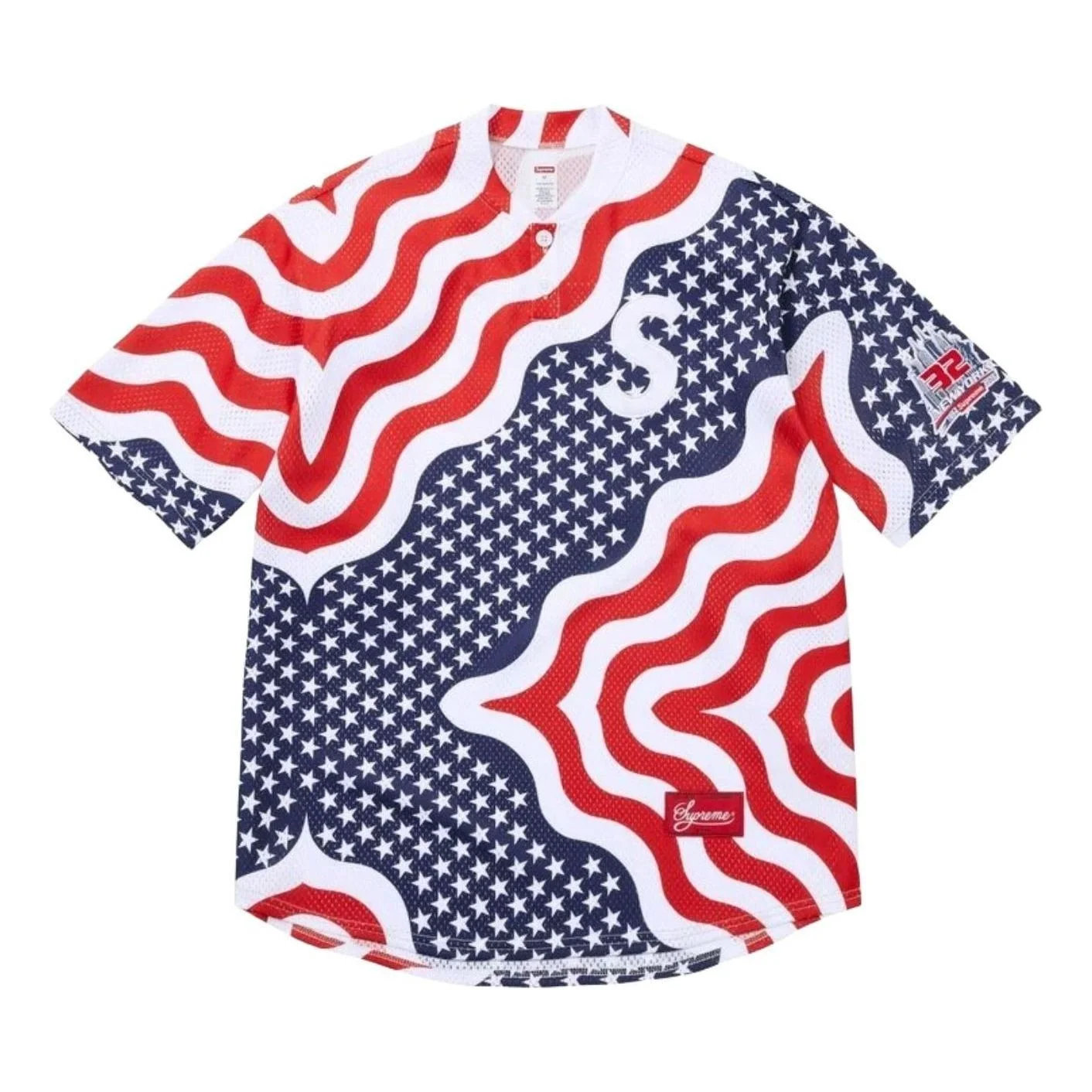 Supreme SS26 New York Shop S Logo Baseball Henley 'Flag' SUP-SS26-344-FAG - 1