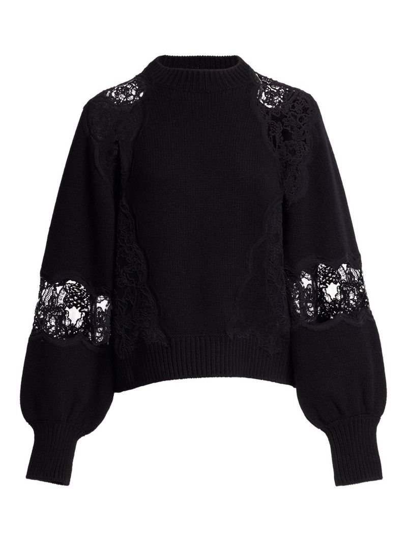 lace-panel sweater 1