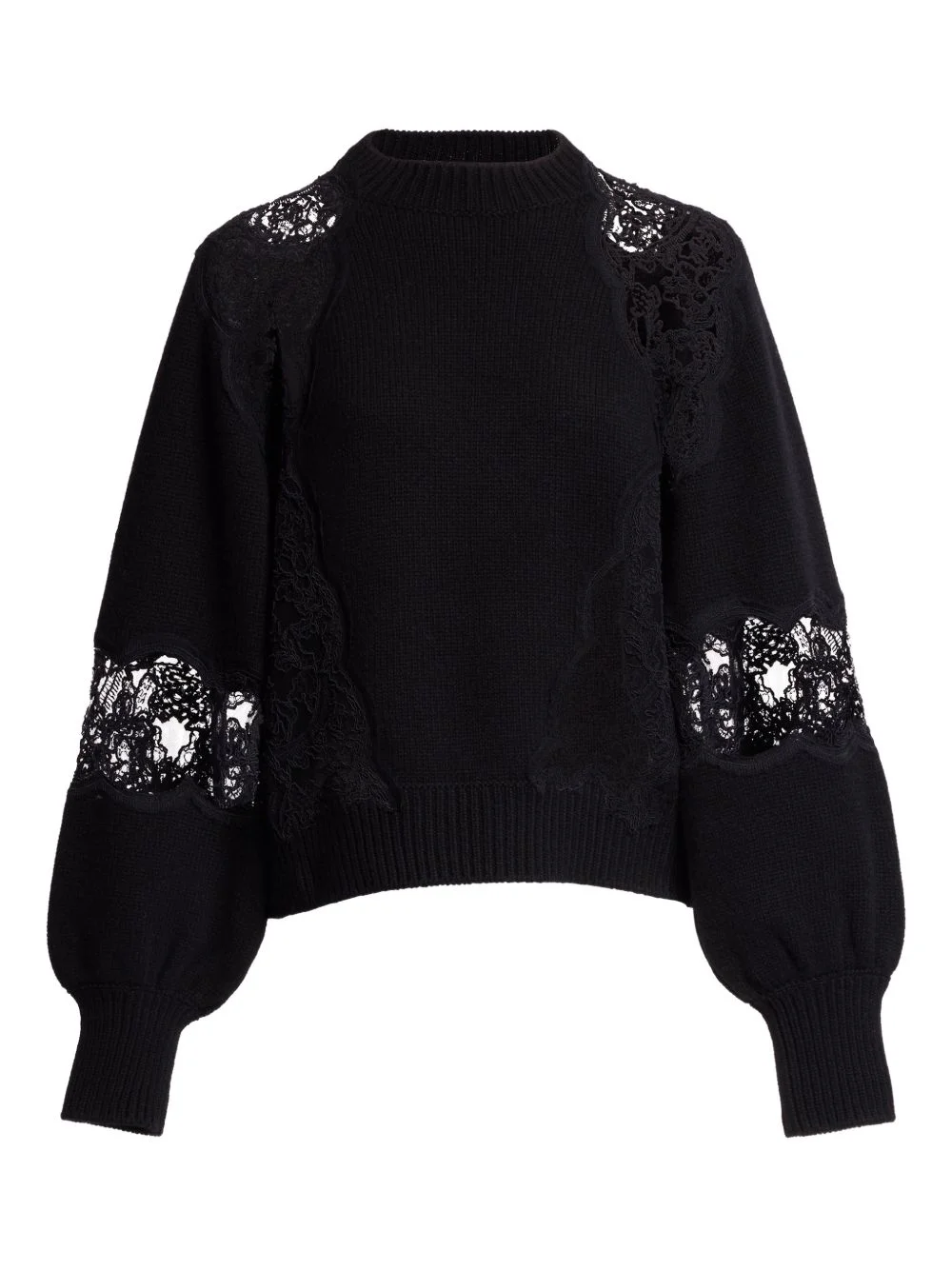 lace-panel sweater - 1
