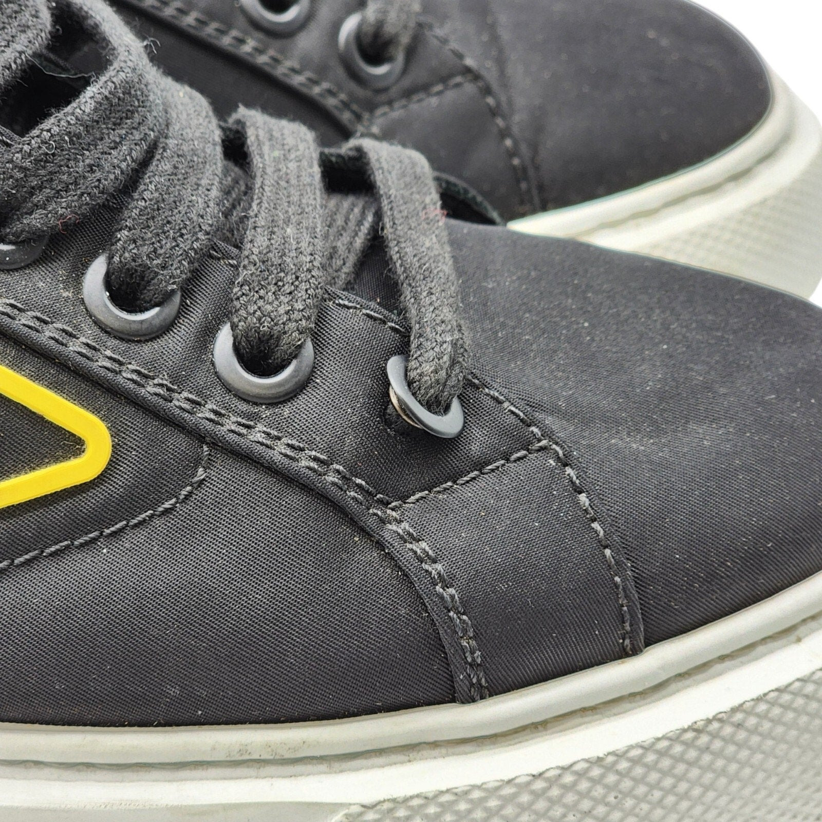 Prada Nylon Gabardine Wheel Low Women's Sneakers Black Yellow - EU 38.5 US 8 - 6