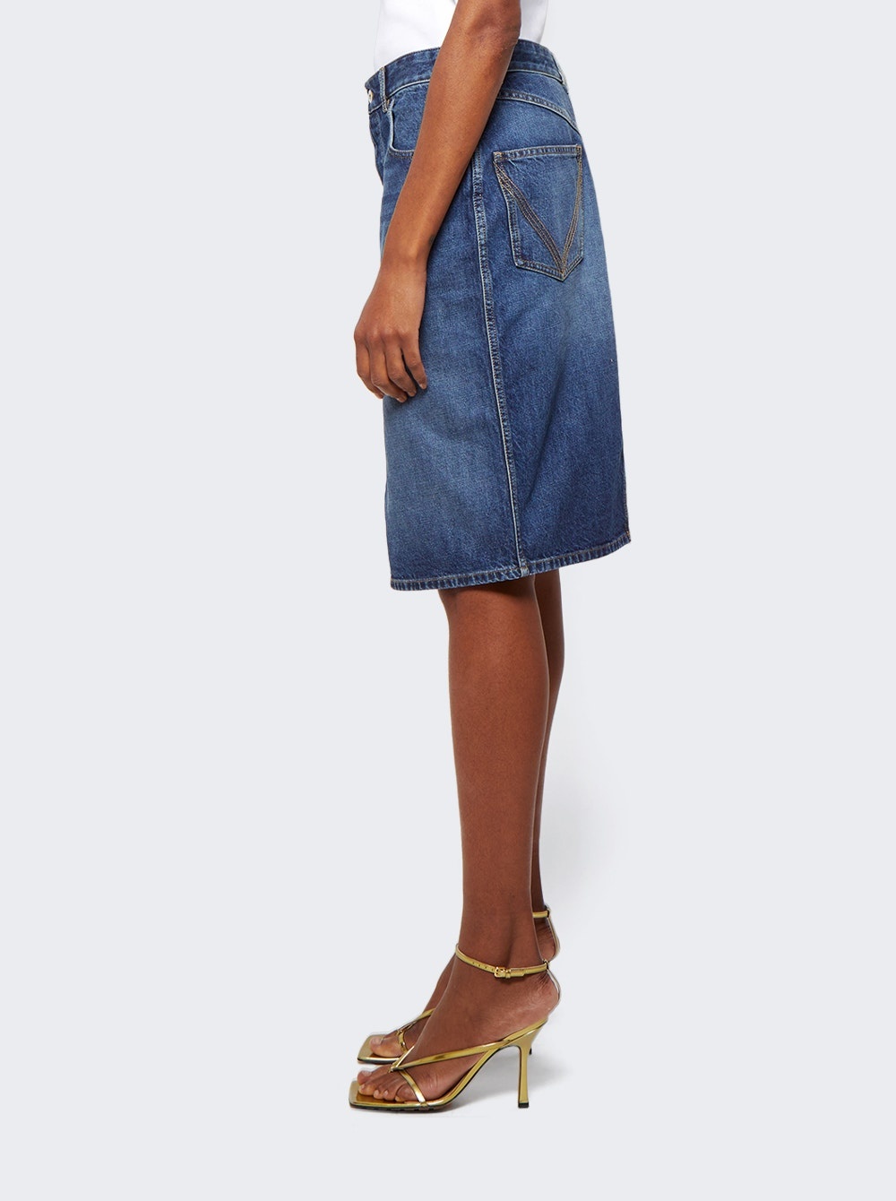 Medium Washed Denim Skirt Mid Blue - 4