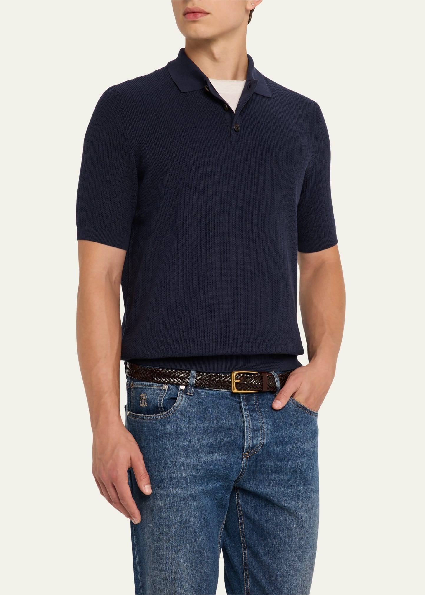 Men's Cotton Textured Polo Shirt - 4