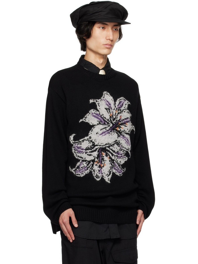Black & Purple 7G Flower Sweater 2