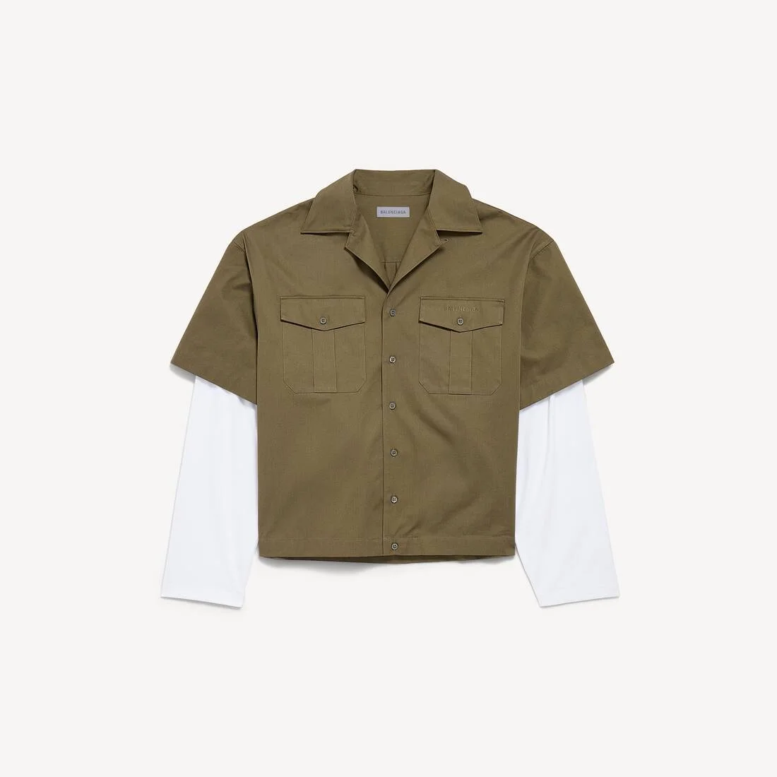 Men's Short Sleeves Hybrid Bowling Shirt in Khaki - 1