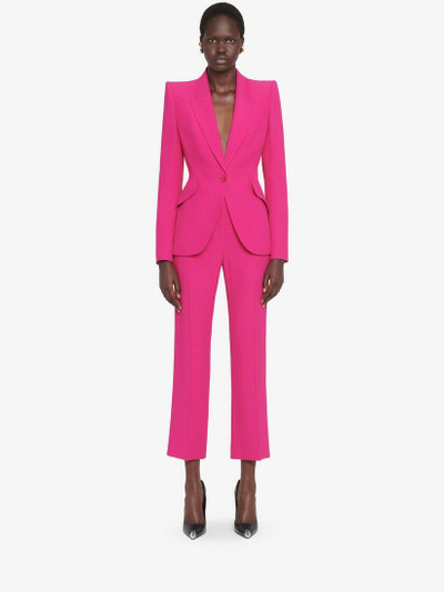 Alexander McQueen Women's Leaf Crepe Cigarette Trousers in Orchid Pink outlook