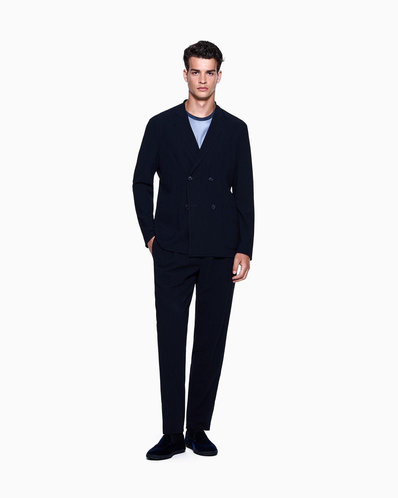 DOUBLE-BREASTED JACKET IN CRÊPE VIRGIN WOOL - 2