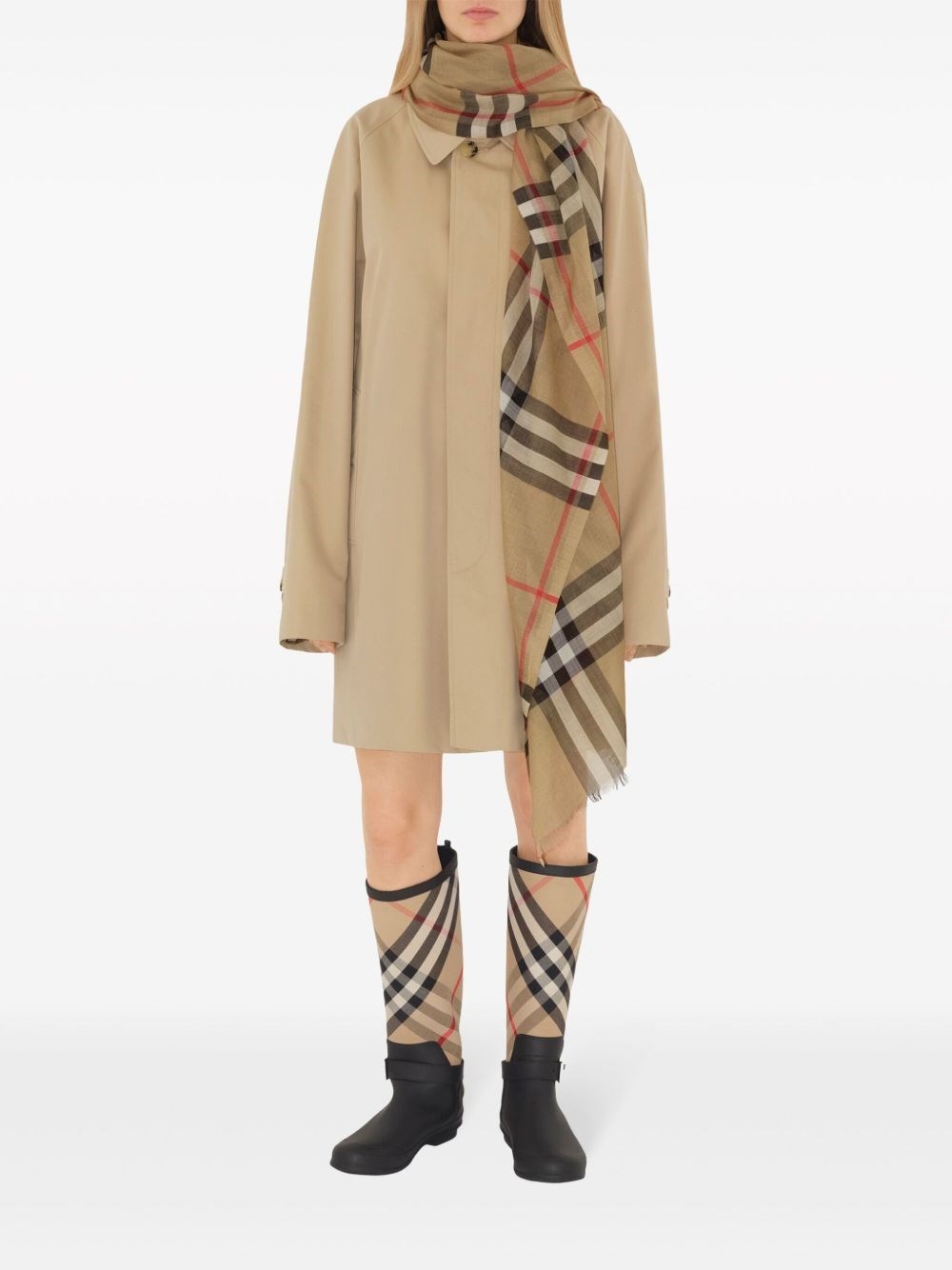 Giant Check wool and silk scarf - 3