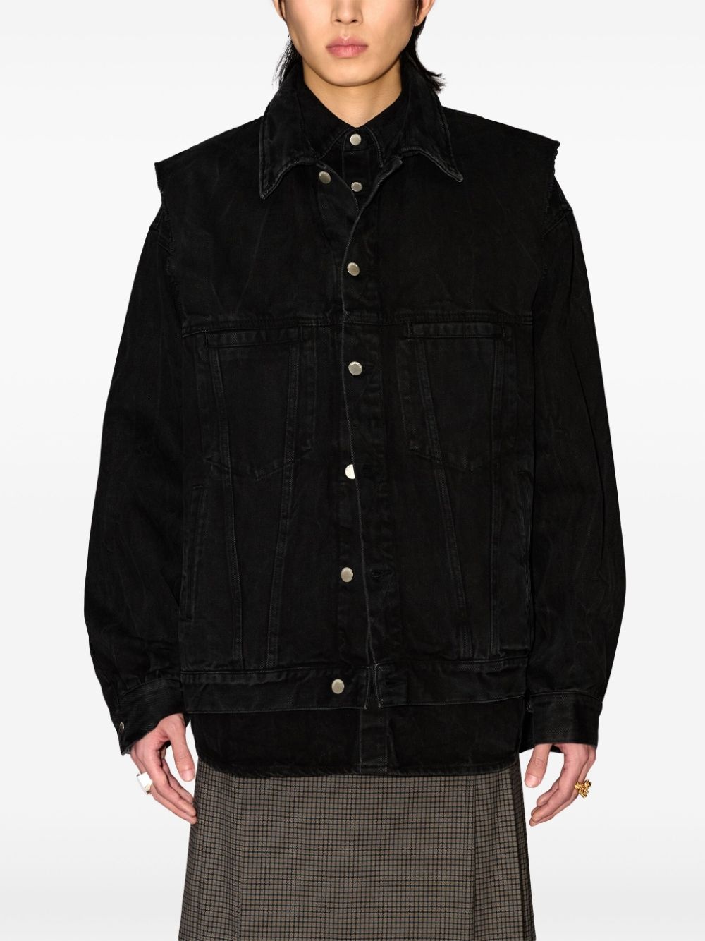 layered denim jacket - 3