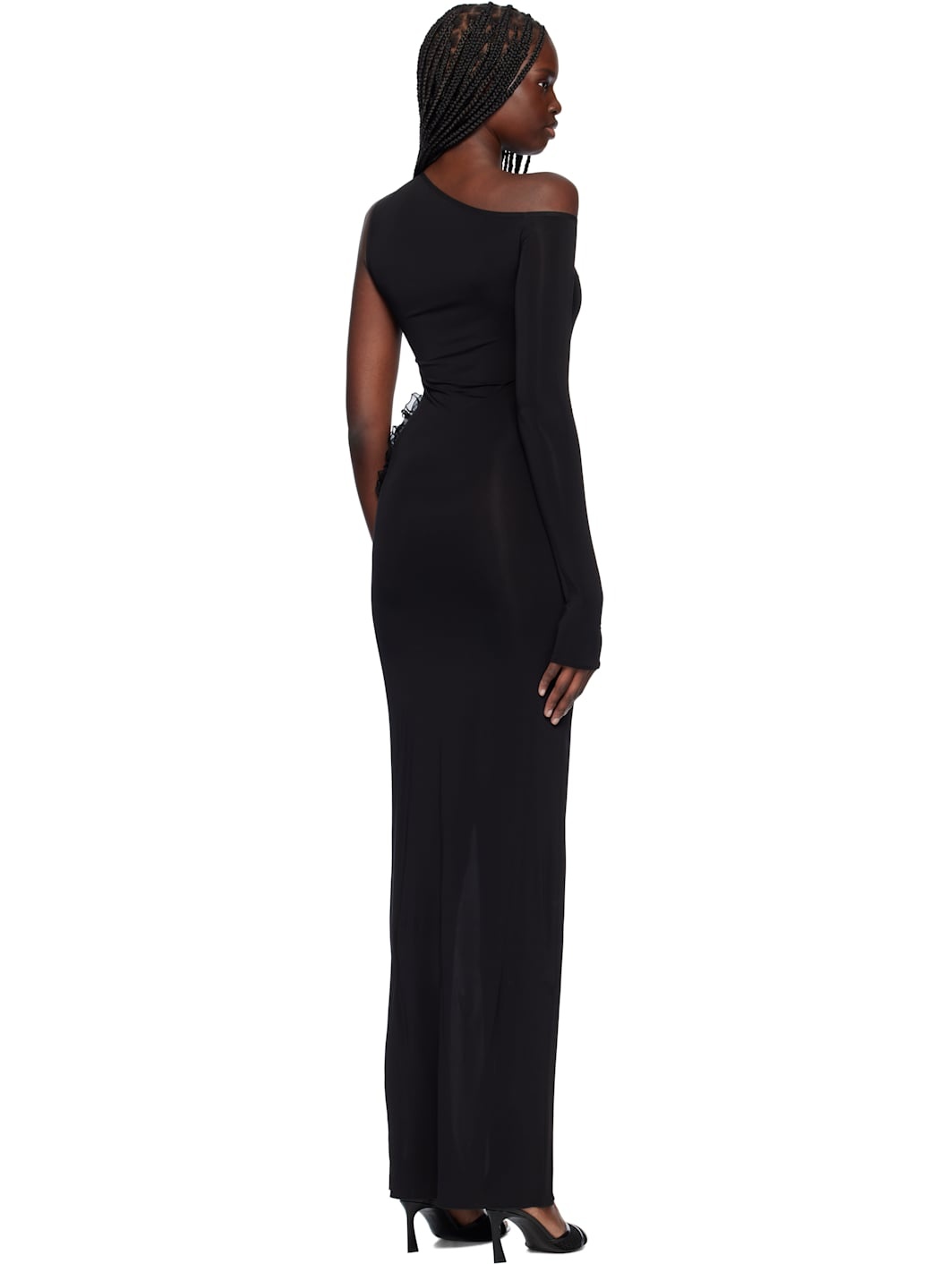 Black One Shoulder Maxi Dress - 3
