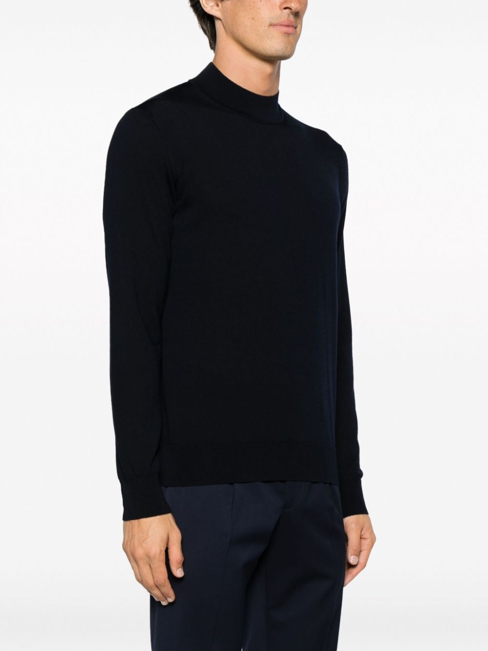 mock-neck virgin wool jumper - 3