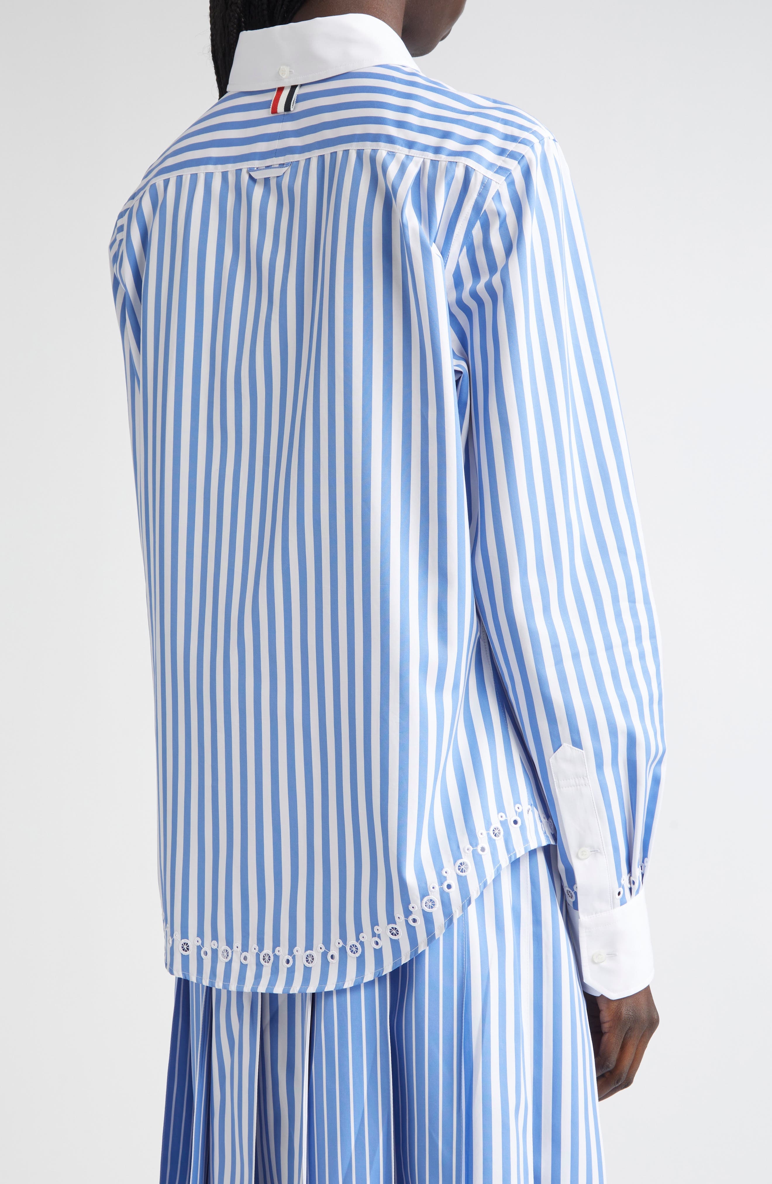 Thom Browne Classic Awning Stripe Cotton Poplin Button-Down Shirt in White at Nordstrom - 3