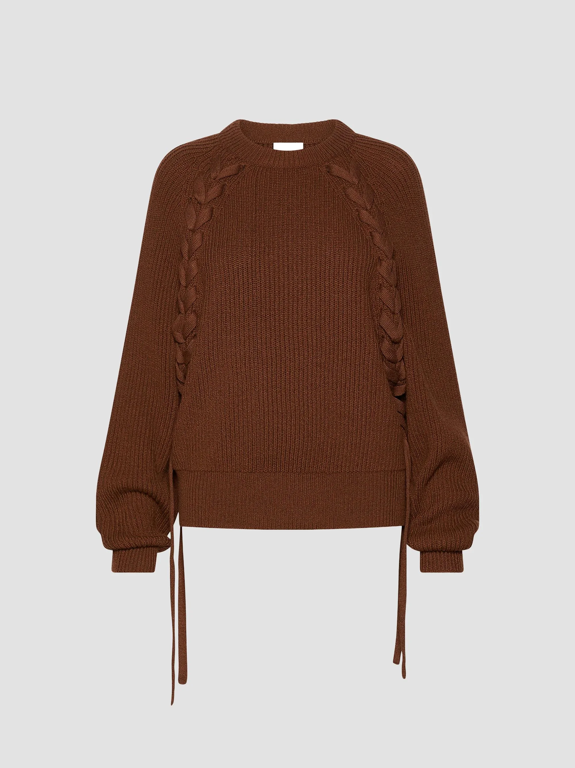 Women's Pure Wool Fisherman's Rib Jumper - Caramel - 1