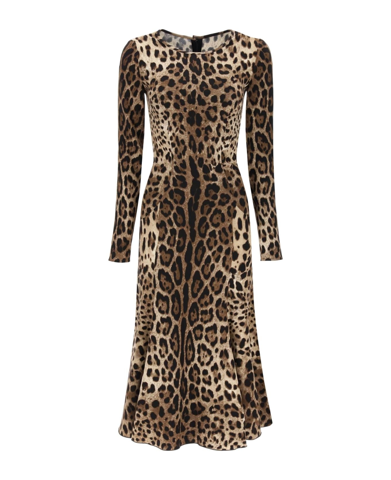 Leopard Print Viscose Midi Dress - 1