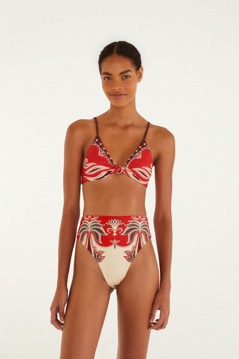 FARM RIO Red Ainika Garden Bandeau Bikini Top outlook