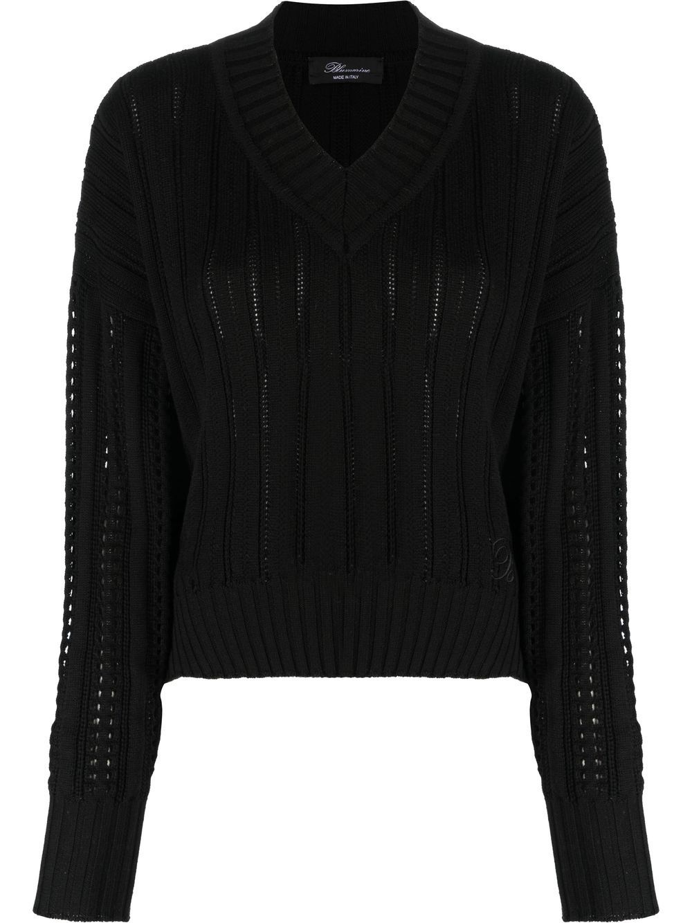 v-neck ribbed knit jumper - 1