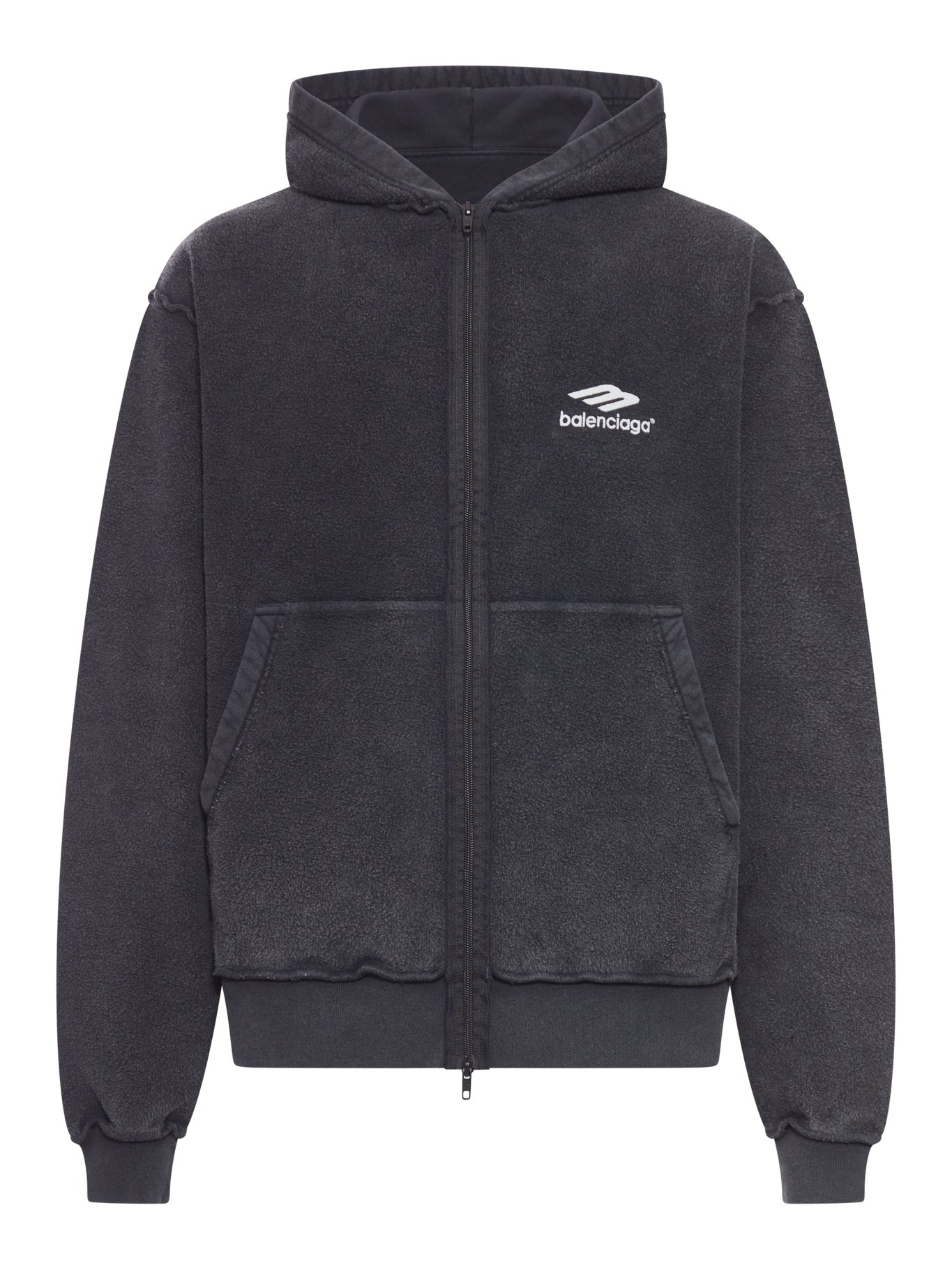 3B SPORTS ICON INSIDE-OUT ZIP-UP SWEATSHIRT IN FADED BLACK - 2
