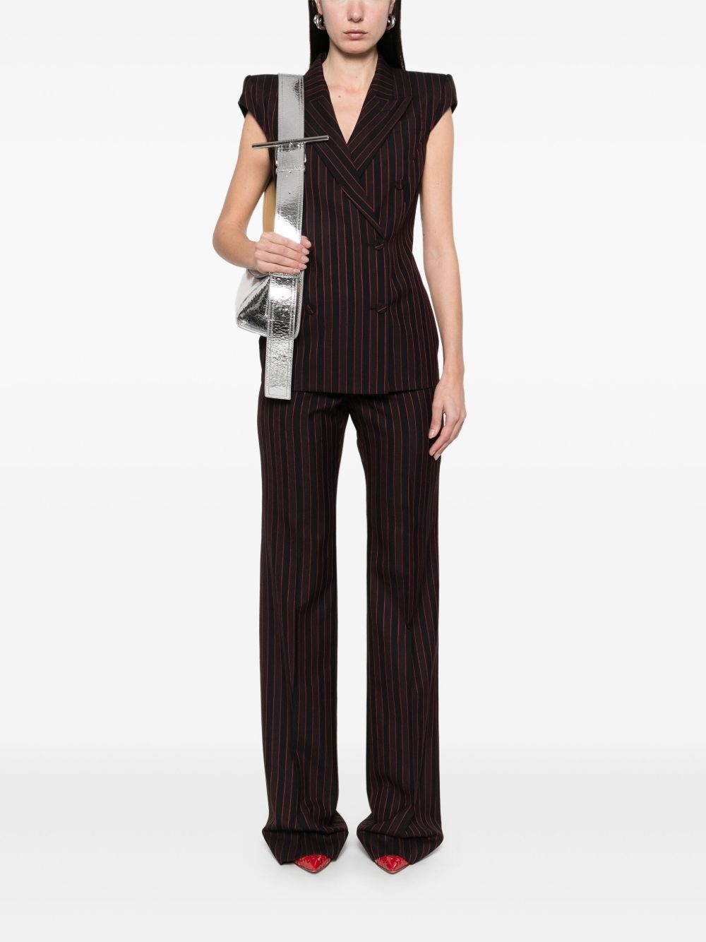pinstriped low-sise trousers - 2