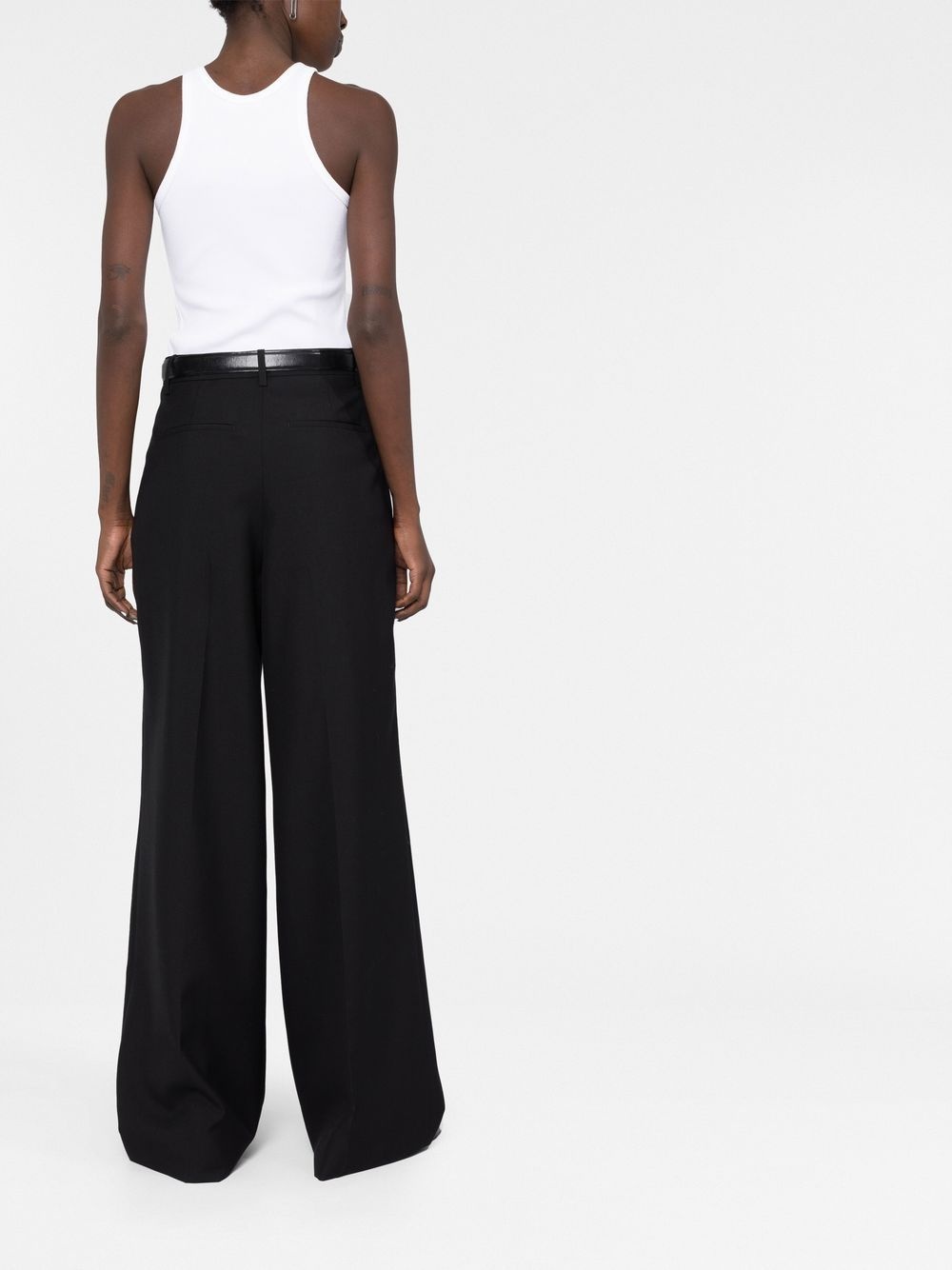 pleated wide-leg wool trousers - 4