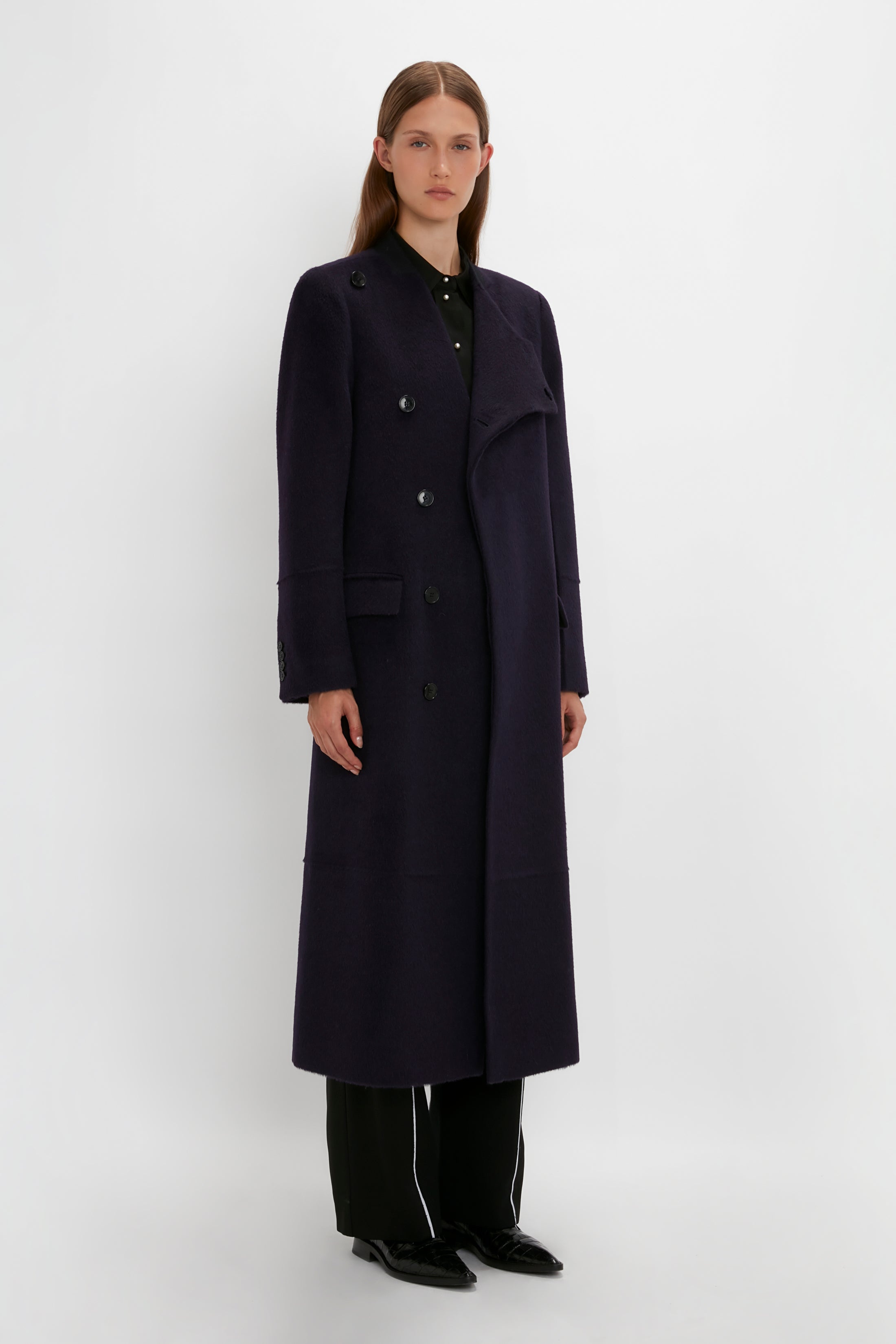 Wrap Front Coat In Blackberry - 4