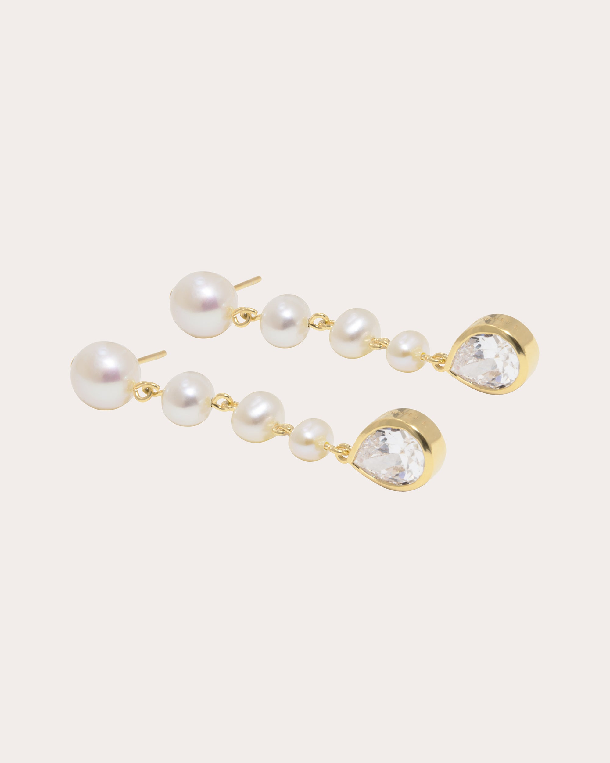18K Gold Vermeil Cubic Zirconia and Pearl Earrings - 3