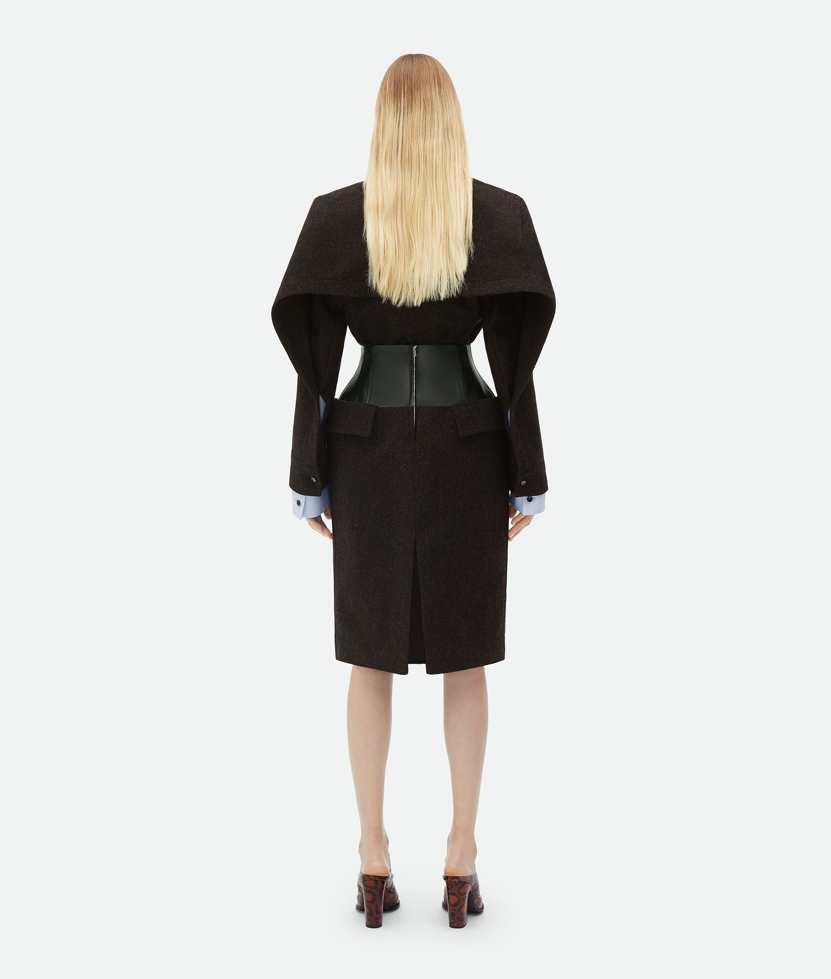 Leather And Wool Midi Skirt - 3