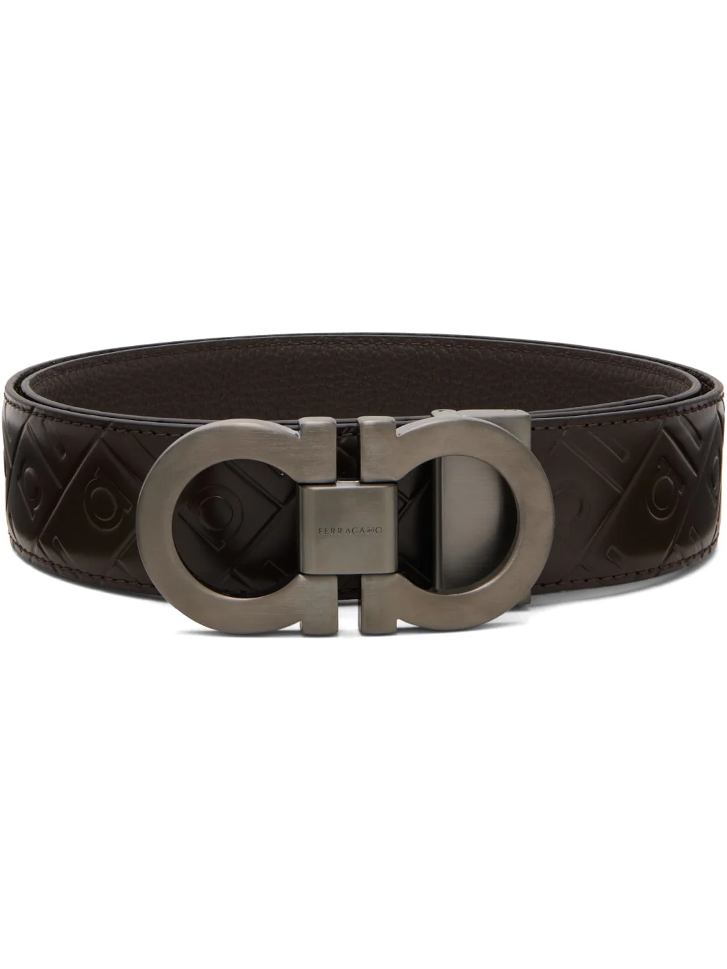 Brown Reversible & Adjustable Gancini Belt - 1