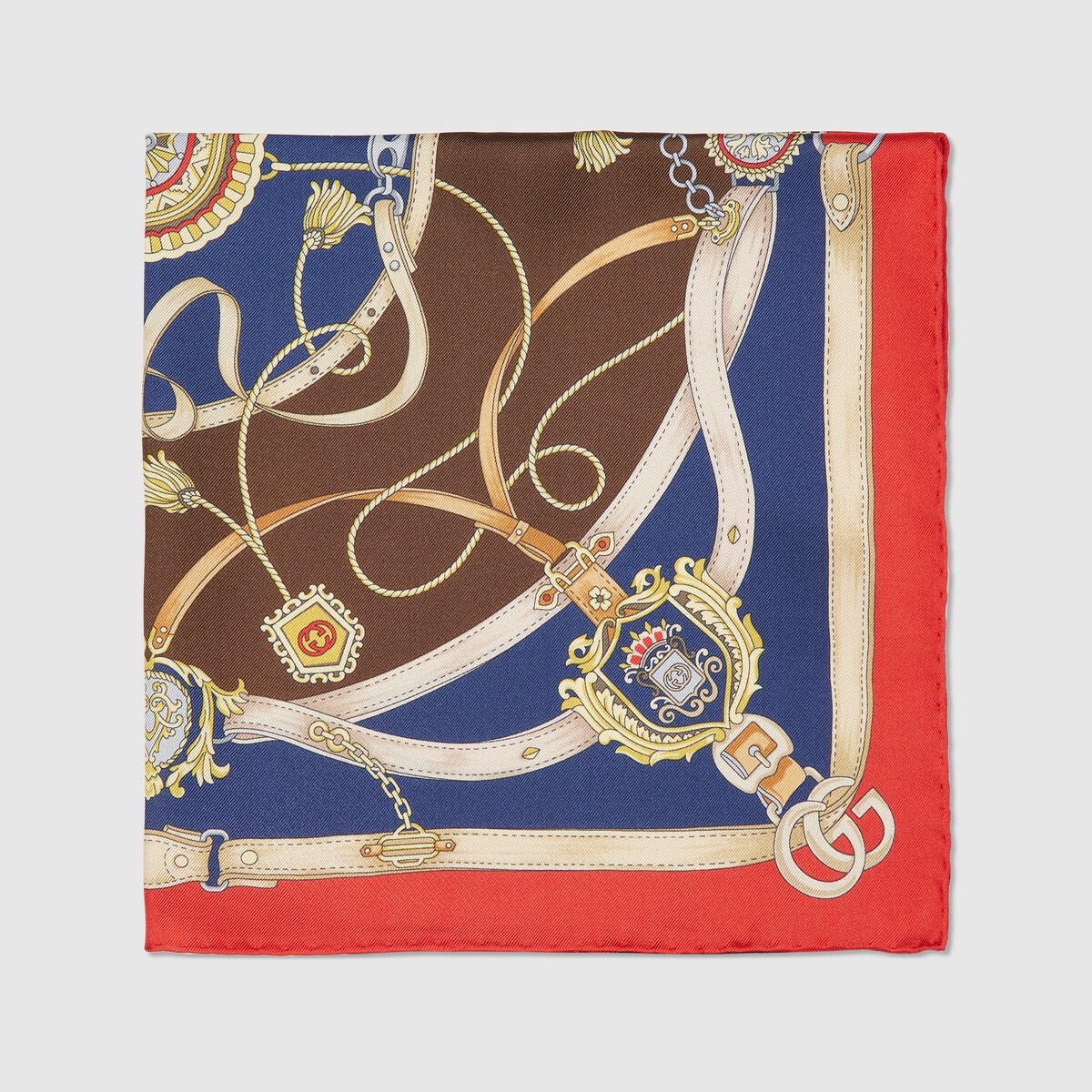 Double G and ribbons print silk pocket square - 2