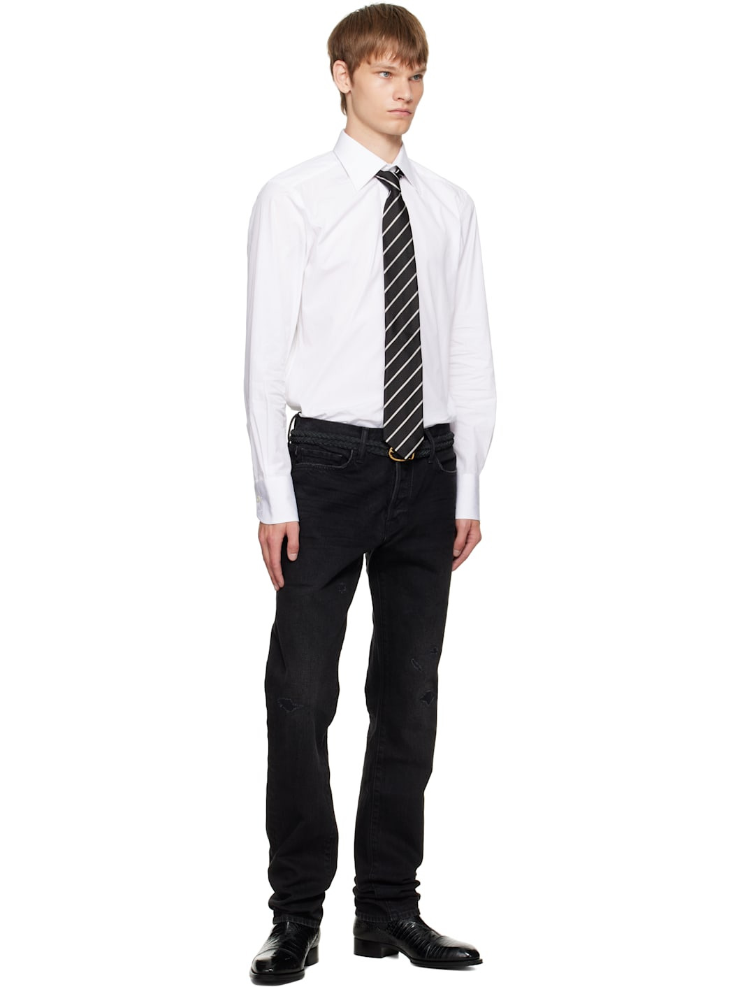 Black Alternate Weave Regimental Tie - 3