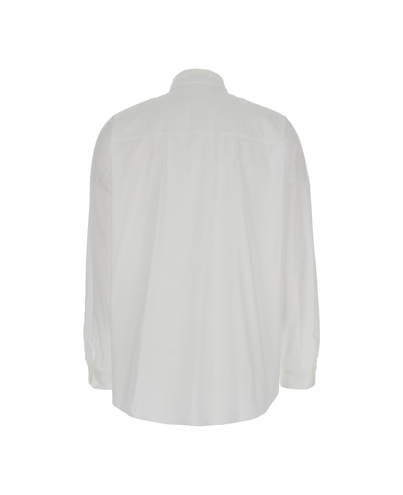Oversized White Shirt With Monile Detail In Cotton Blend Woman - 2
