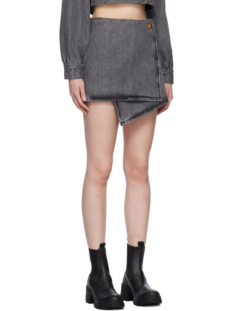 Gray Wrap Denim Miniskirt 2
