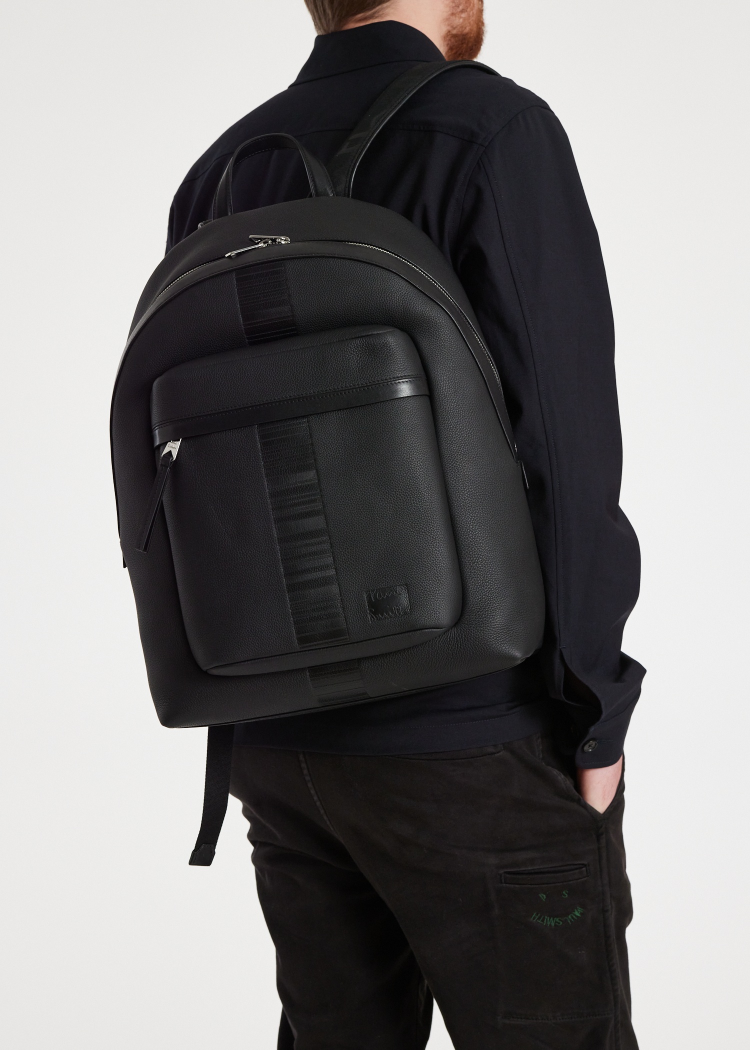 Black Leather Central 'Shadow Stripe' Backpack - 6