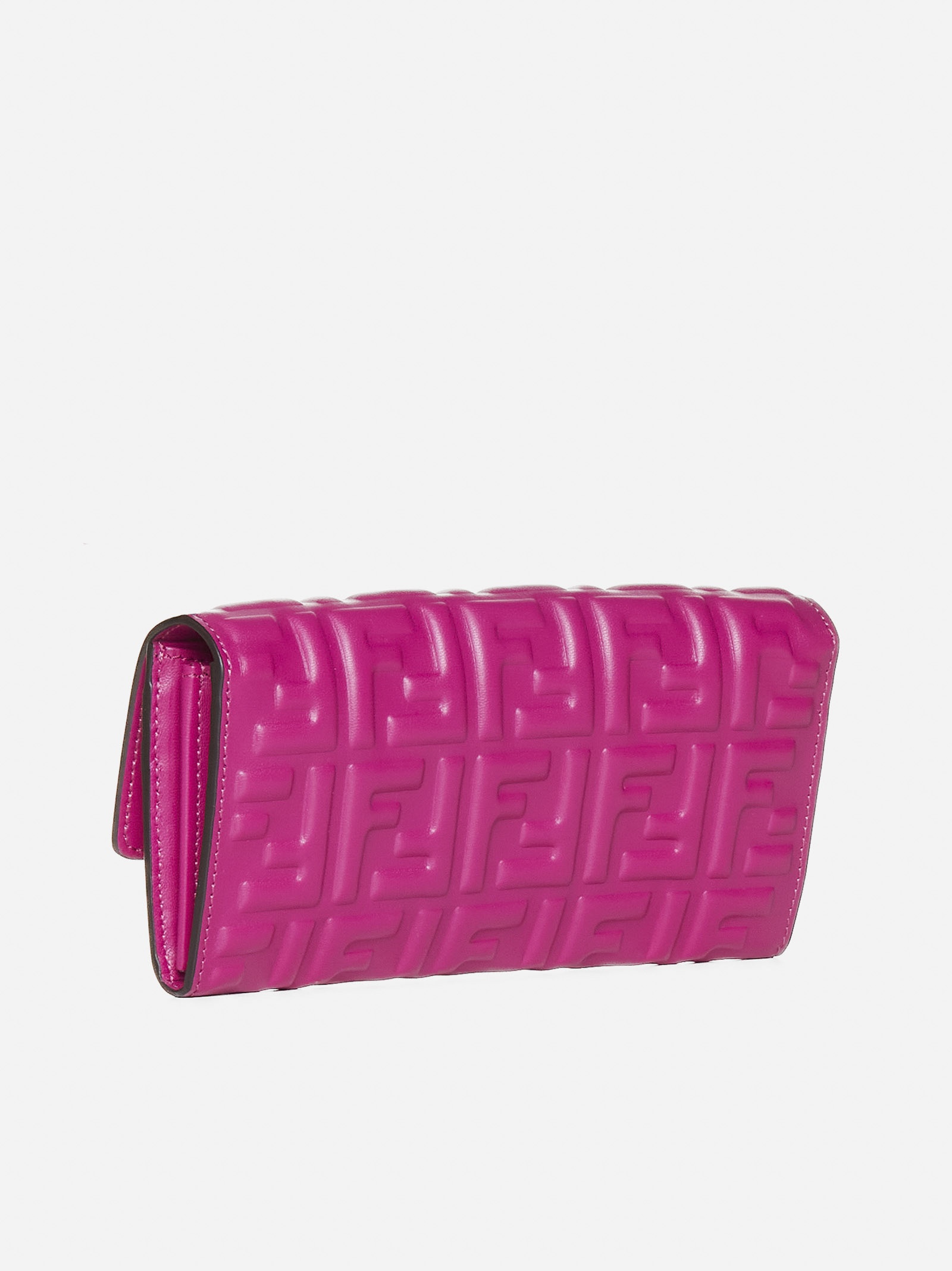 Baguette Continental Wallet With Chain - Pink FF nappa leather