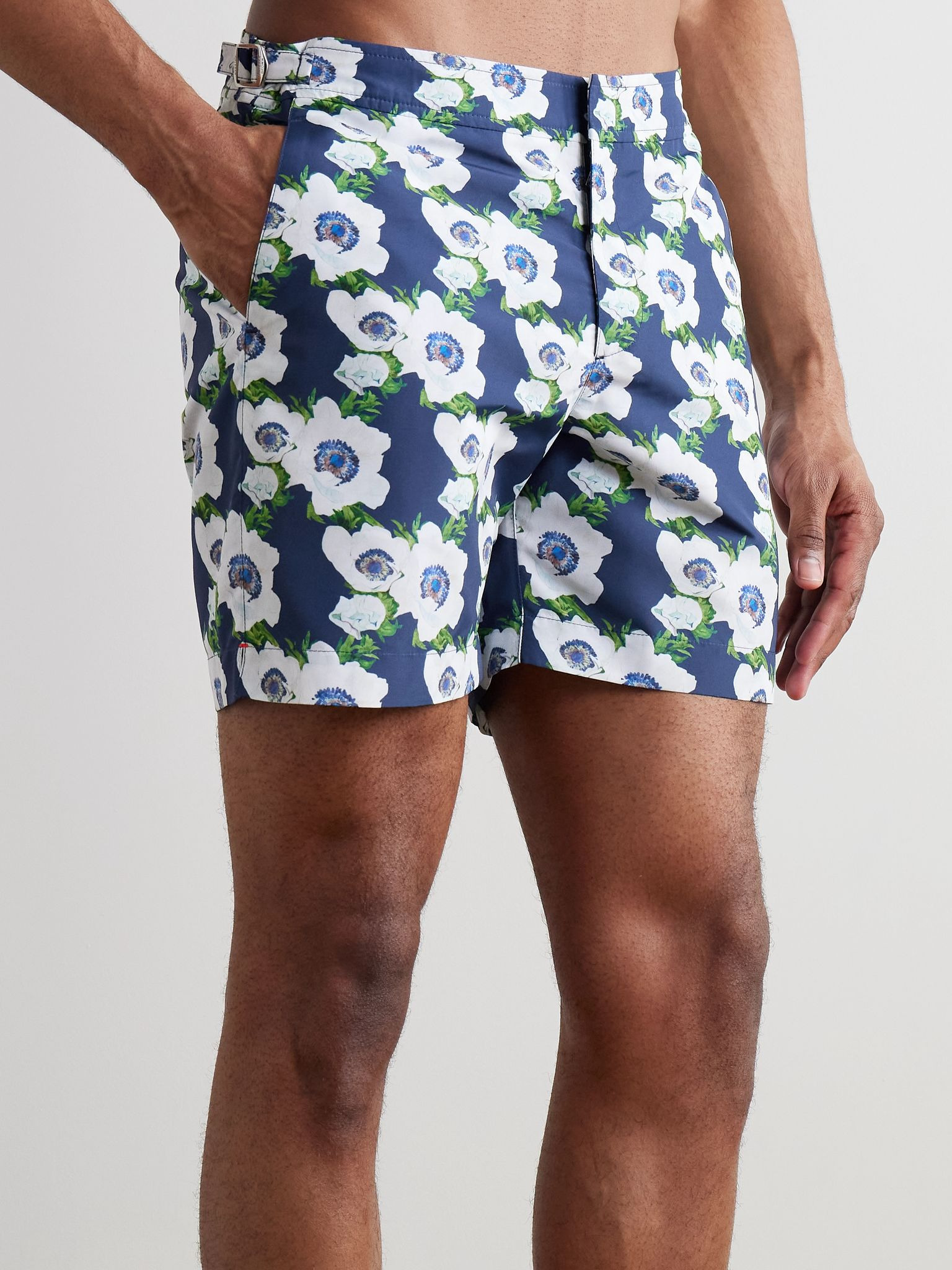 Bulldog Straight-Leg Mid-Length Floral-Print Recycled Swim Shorts Navy - 2