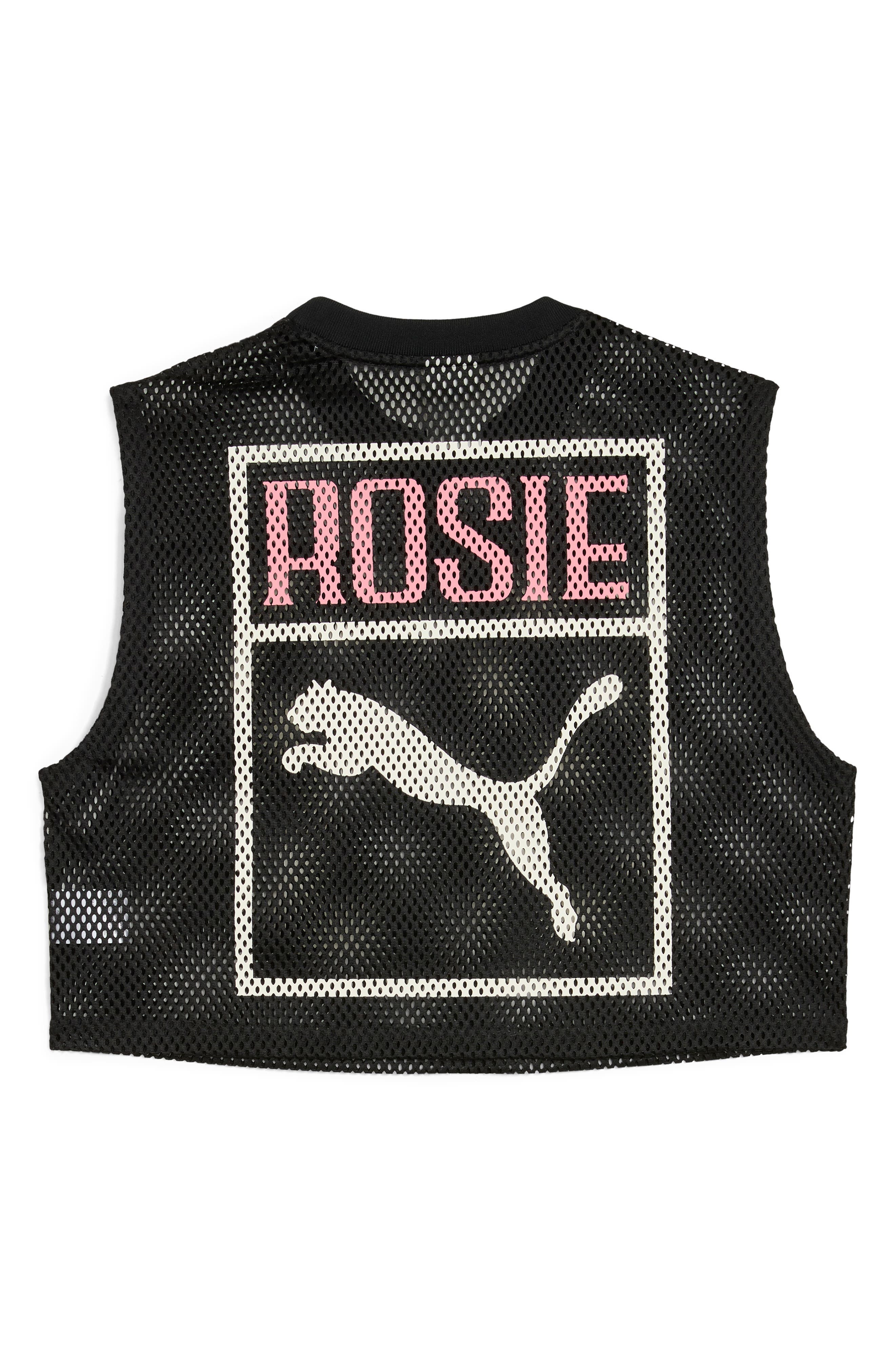PUMA x Rosé Sleeveless Mesh Jersey in Puma Black at Nordstrom - 5
