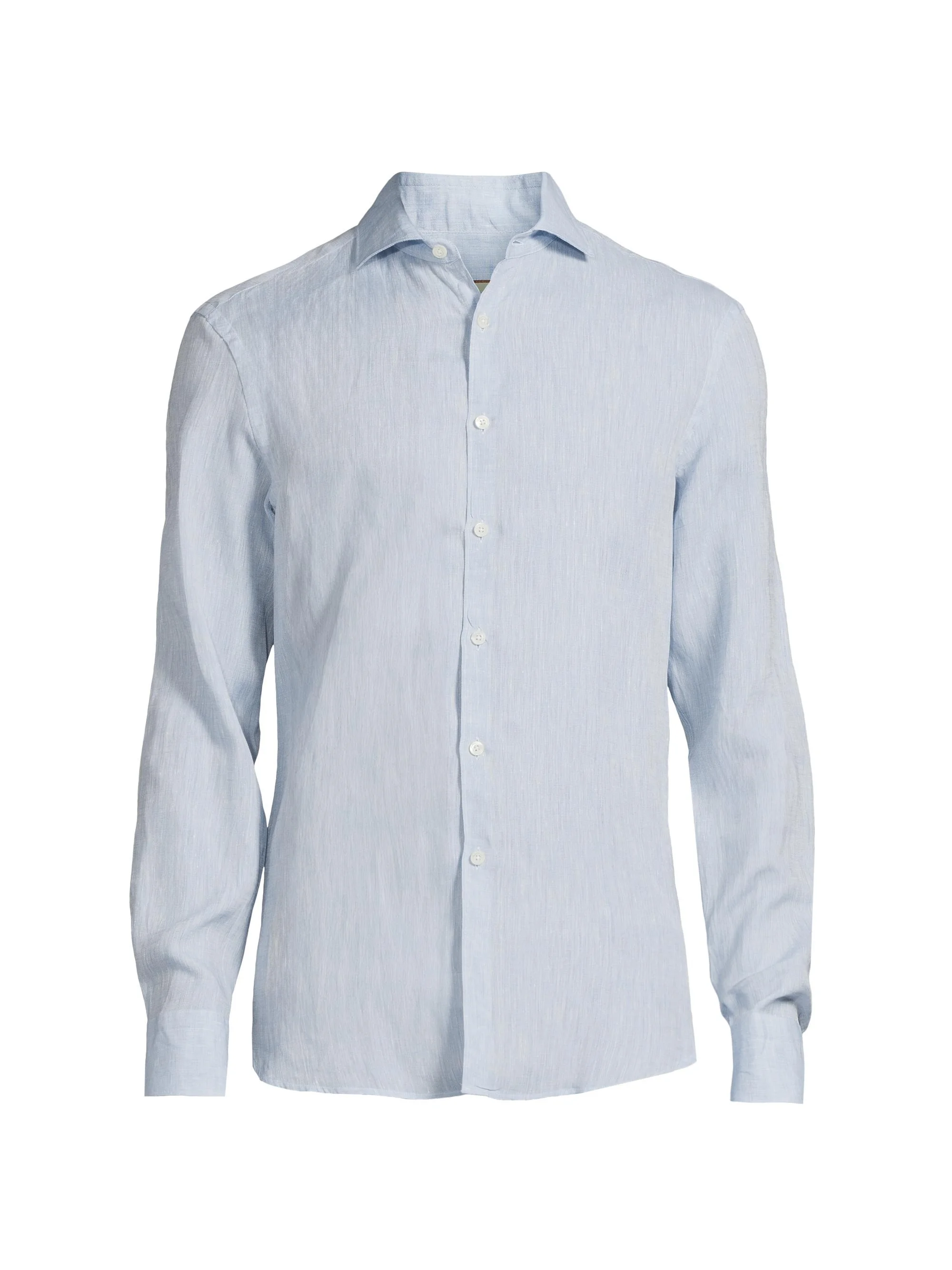 Men's Linen Sport Shirt - Light Blue - 1