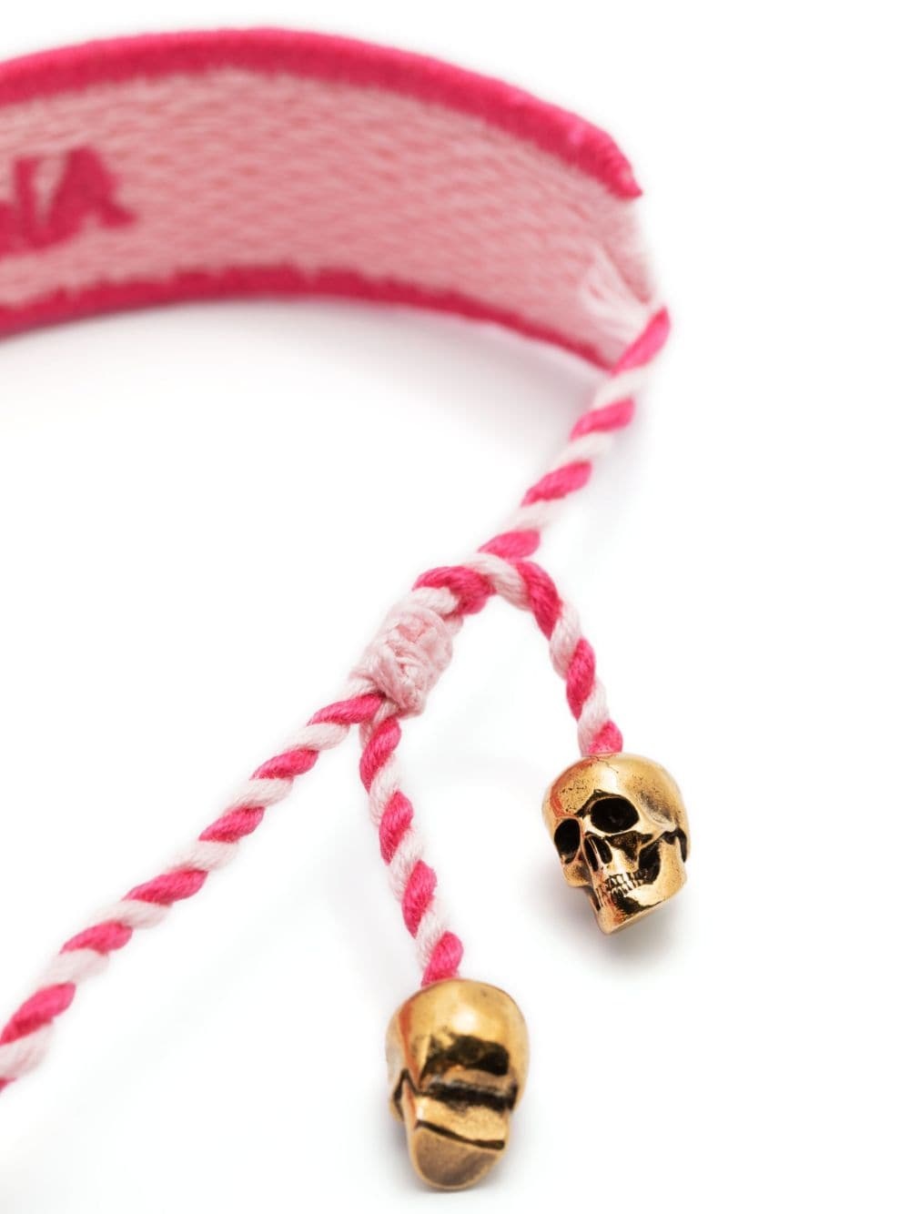 skull-charm embroidered bracelet - 3