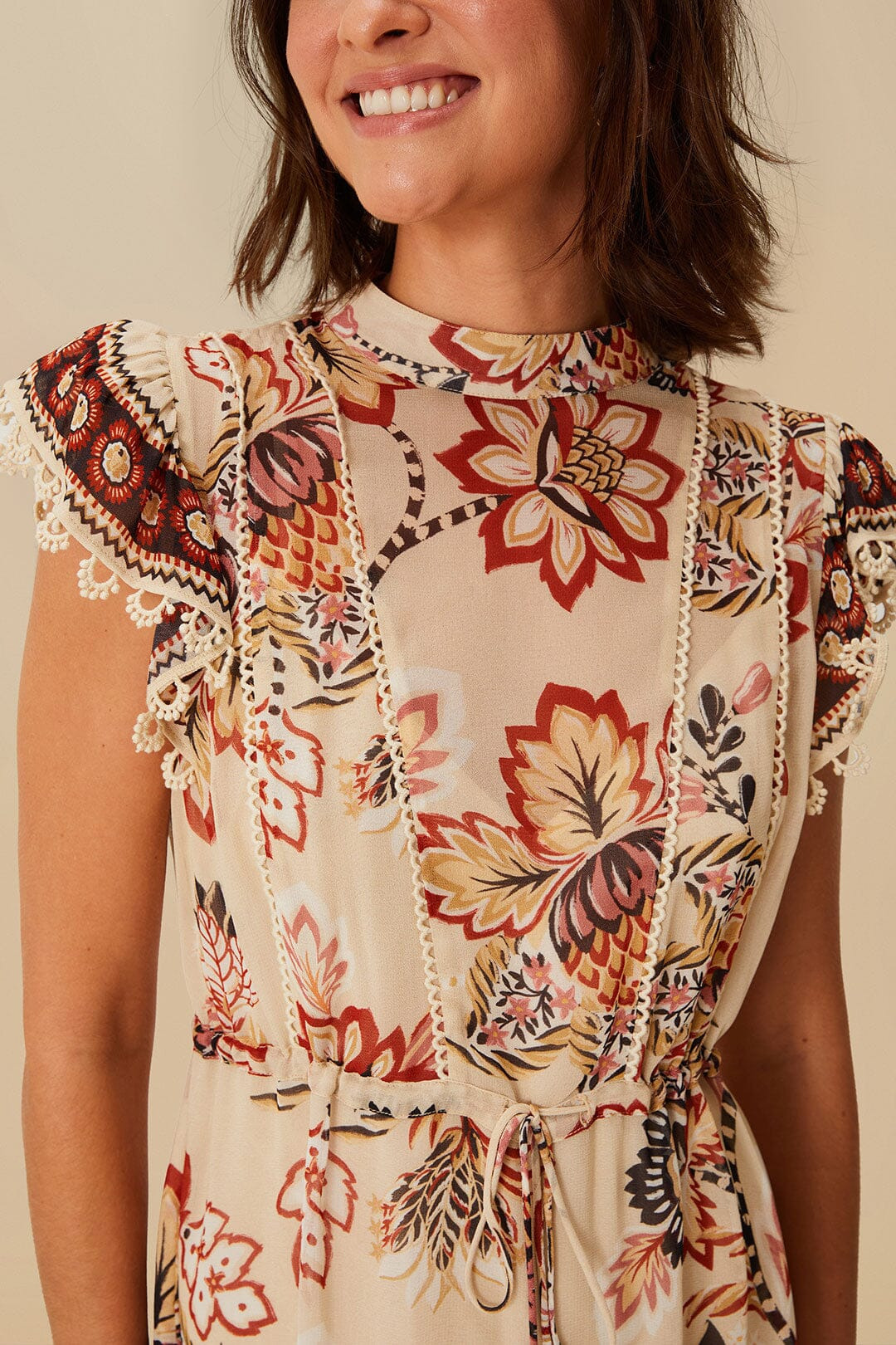 Sand Aura Floral Mini Dress - 2