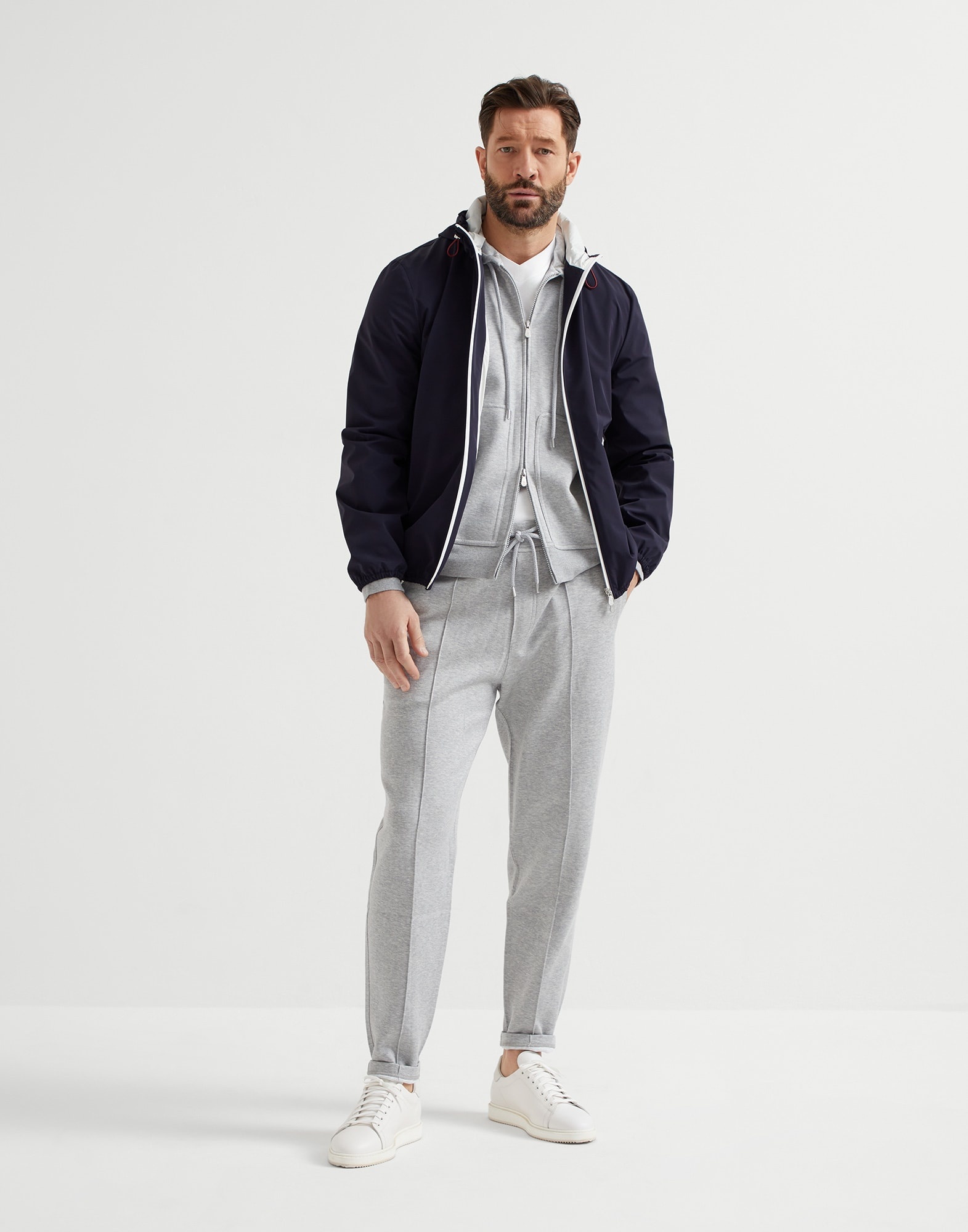 Bonded nylon hooded outerwear jacket with logo - 5
