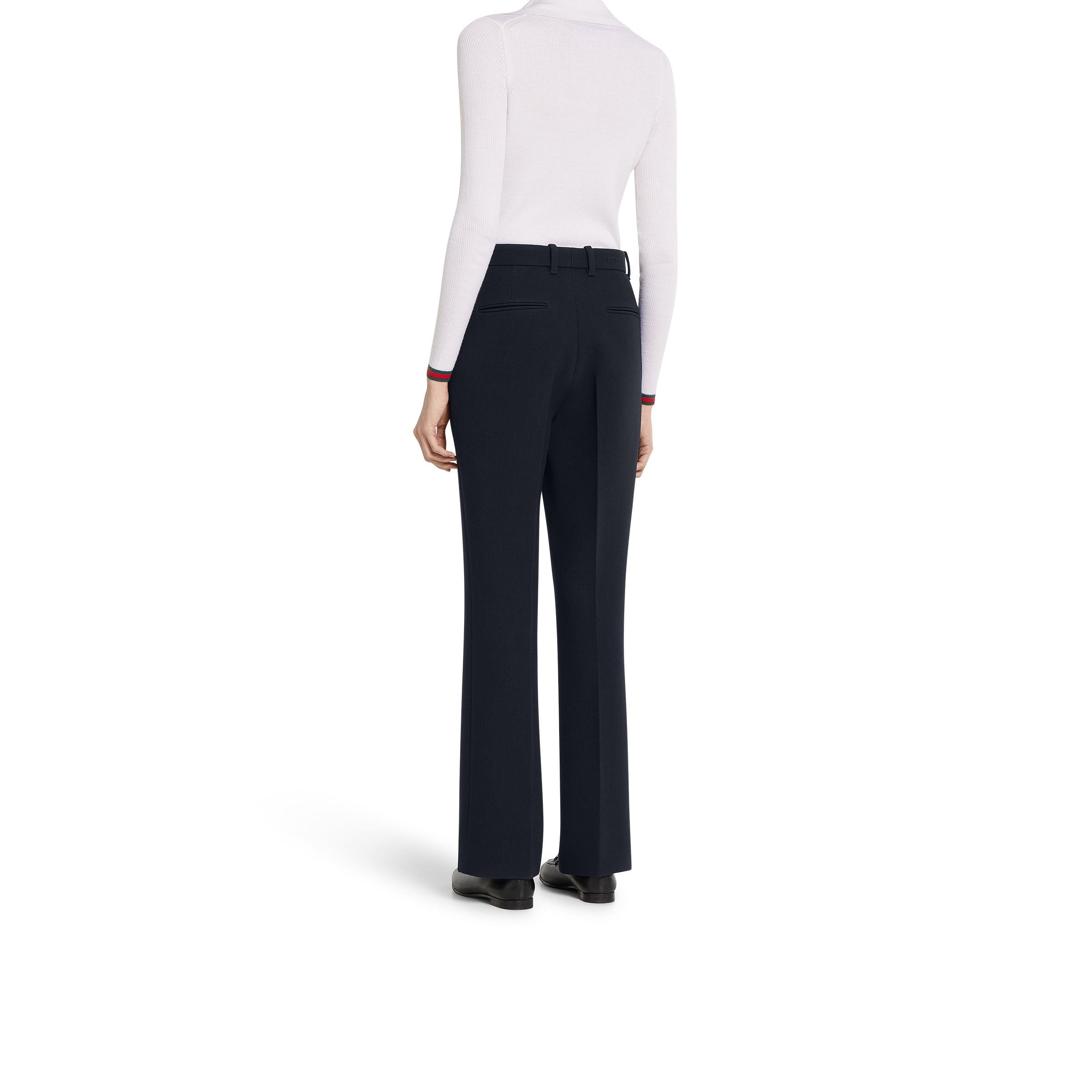 Light wool crêpe pant with embroidery - 4
