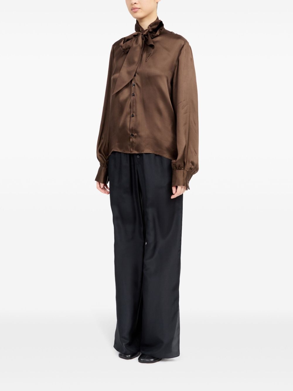 tie-neck satin shirt - 5