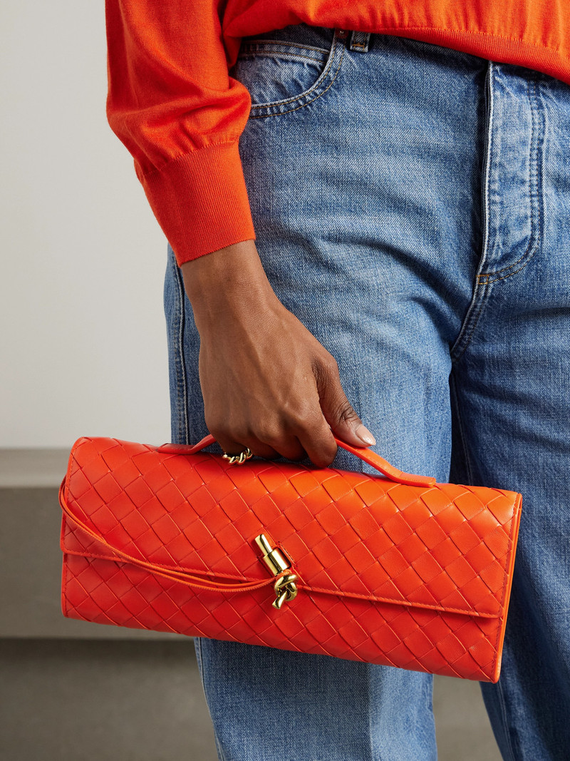 Bottega Veneta Andiamo Intrecciato Leather Clutch outlook