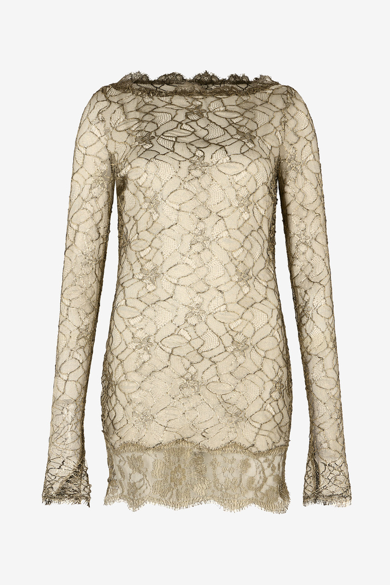 Black and Gold See-Through Mini Dress with Embroidery 1