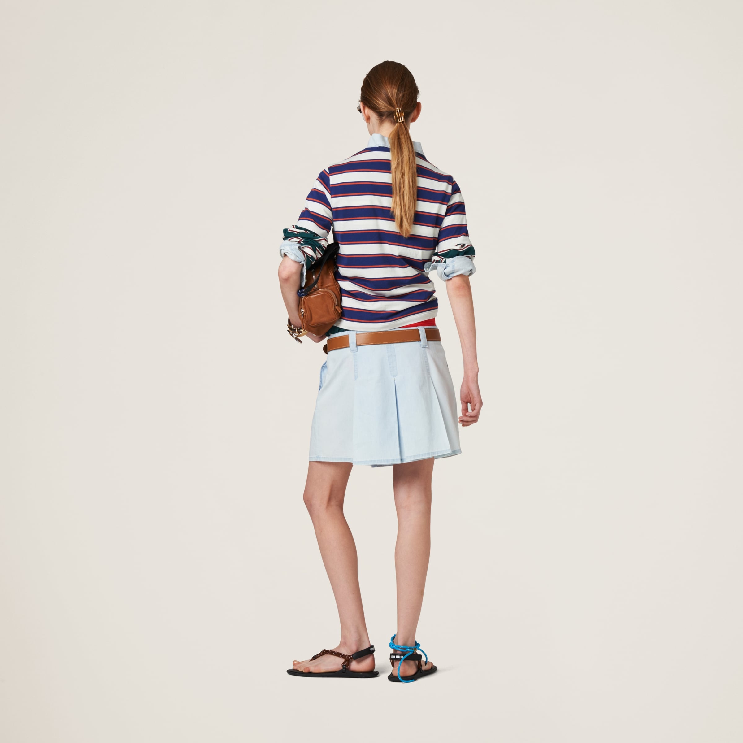 Pleated chambray skirt - 3
