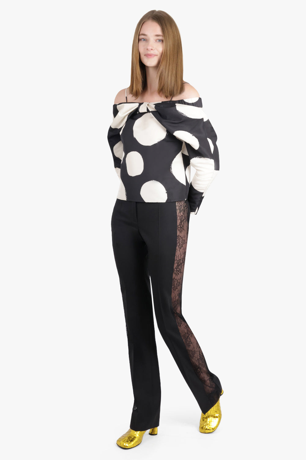 LACE SIDE PANEL STRAIGHT LEG PANT | BLACK - 7