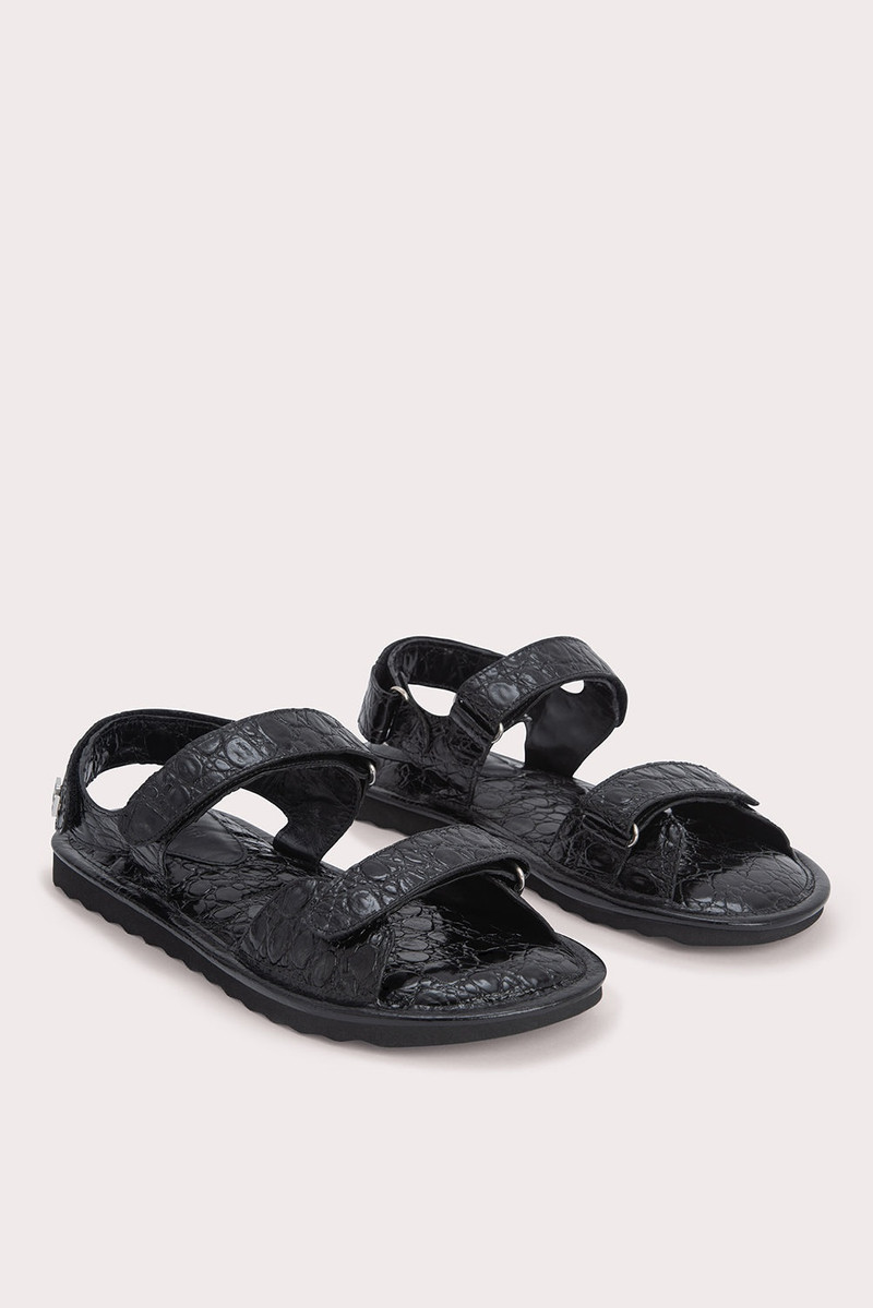 BY FAR Gideon Black Circular Croco Embossed Leather outlook